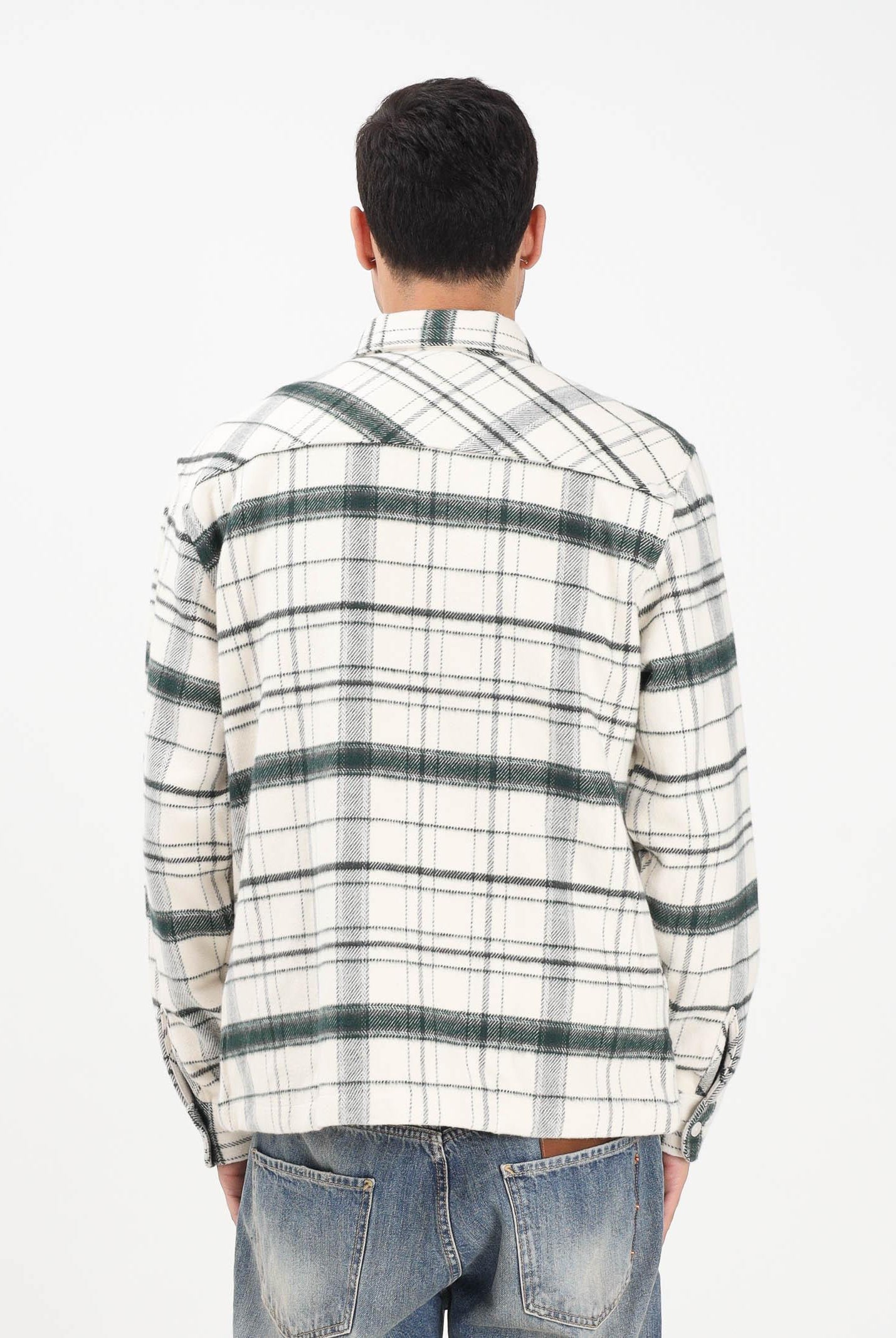 LACOSTE Camicia a manica lunga panna da uomo con motivo scozzese verde CH5099 6CG LACOSTE