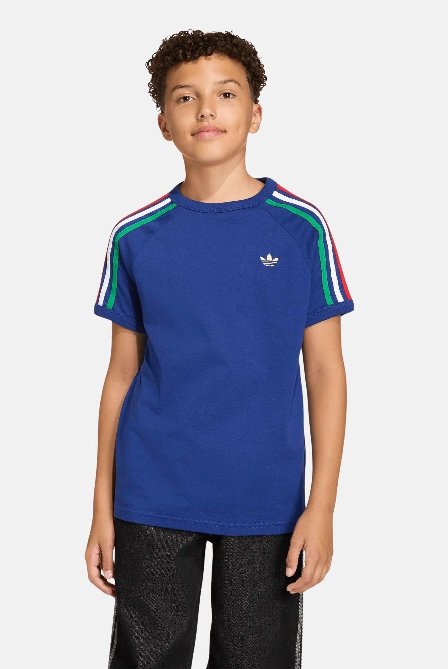 ADIDAS ORIGINALS T-shirt a manica corta 3-Stripes blu da bambino KC9515 . ADIDAS ORIGINALS
