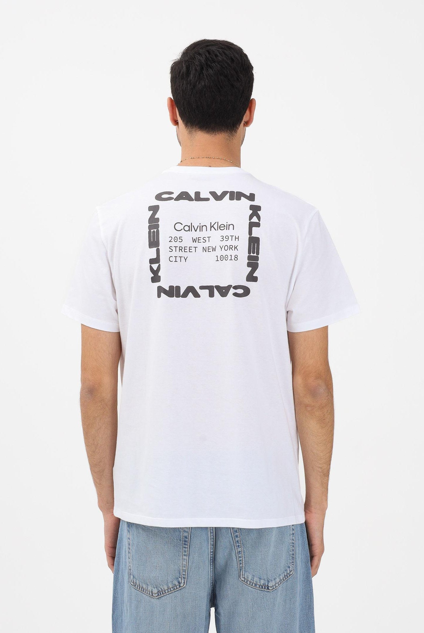 CALVIN KLEIN JEASN T-shirt a manica corta bianca da uomo con stampa sul retro LV14RE830GYAA . CALVIN KLEIN JEANS