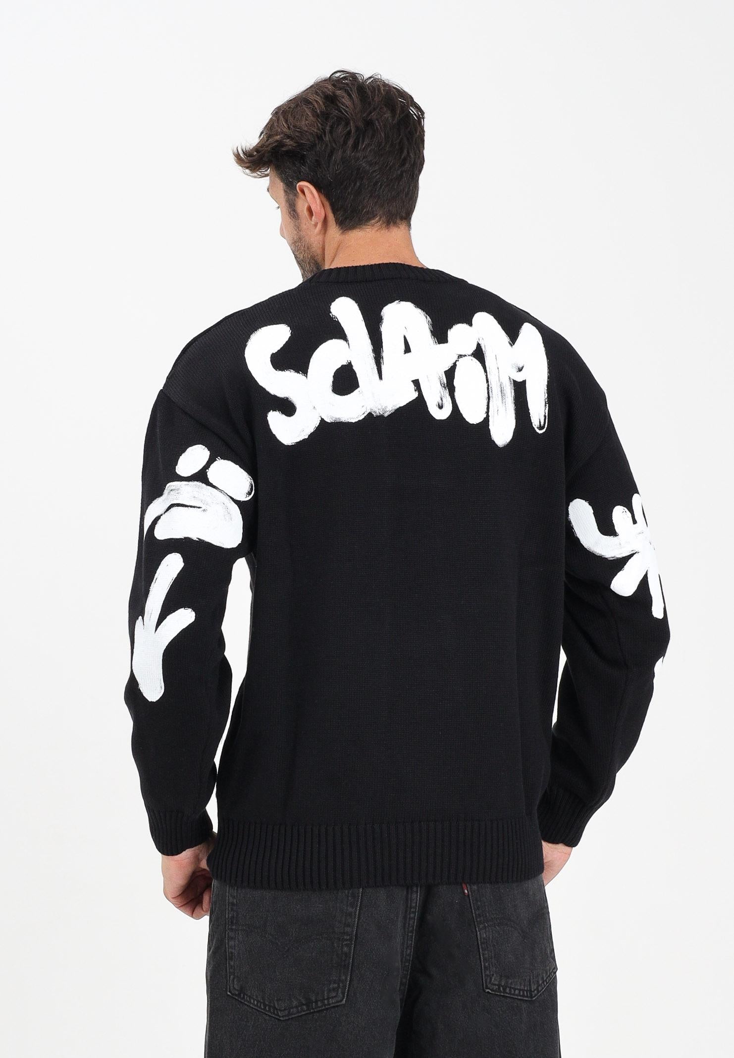 DISCLAIMER Maglioncino girocollo nero da uomo con stampa logo 25IDS55116 NEBI DISCLAIMER