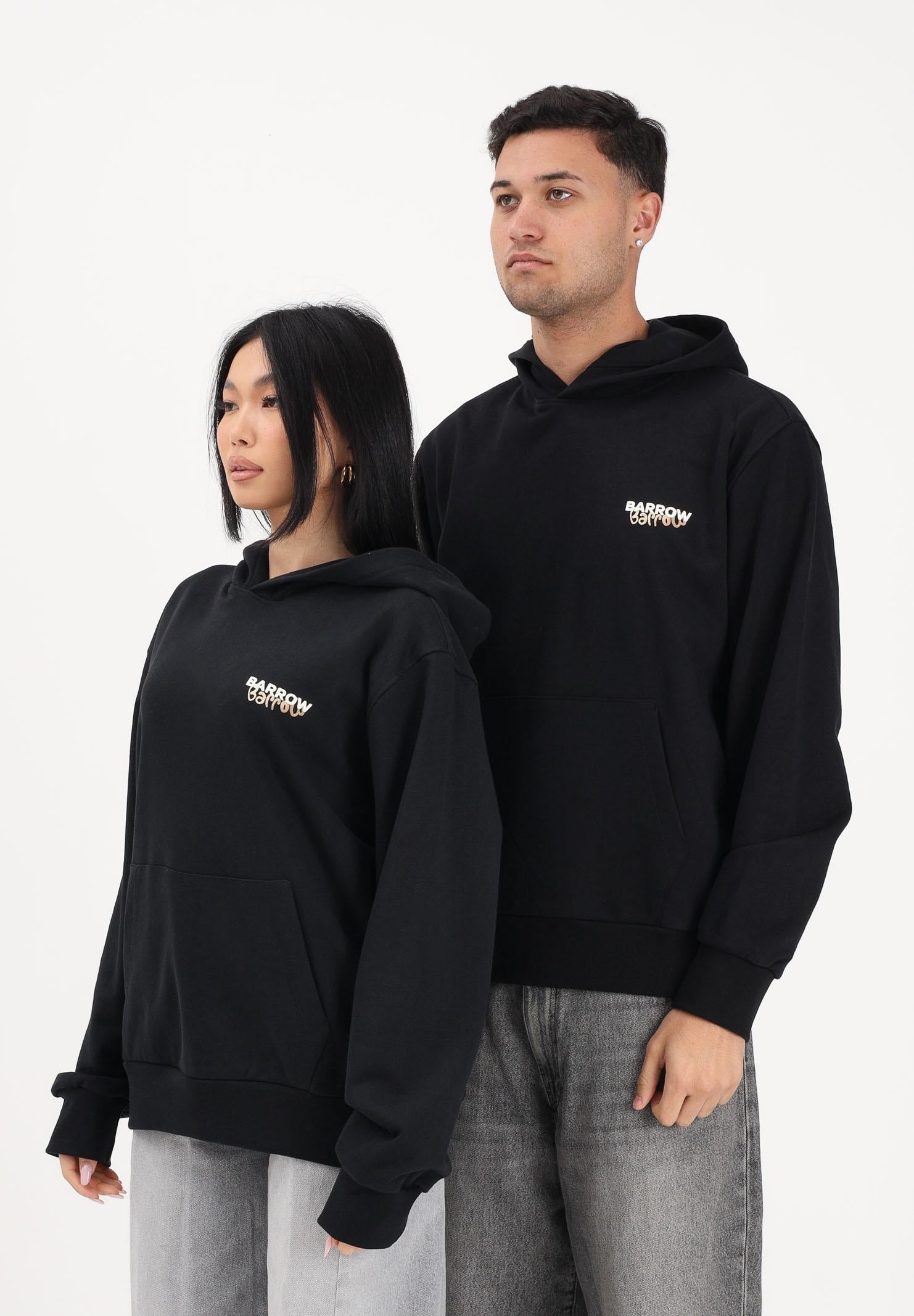 BARROW Felpa con cappuccio nera per uomo e donna caratterizzata da stampa sul retro S6BWUAHS075 110 BARROW