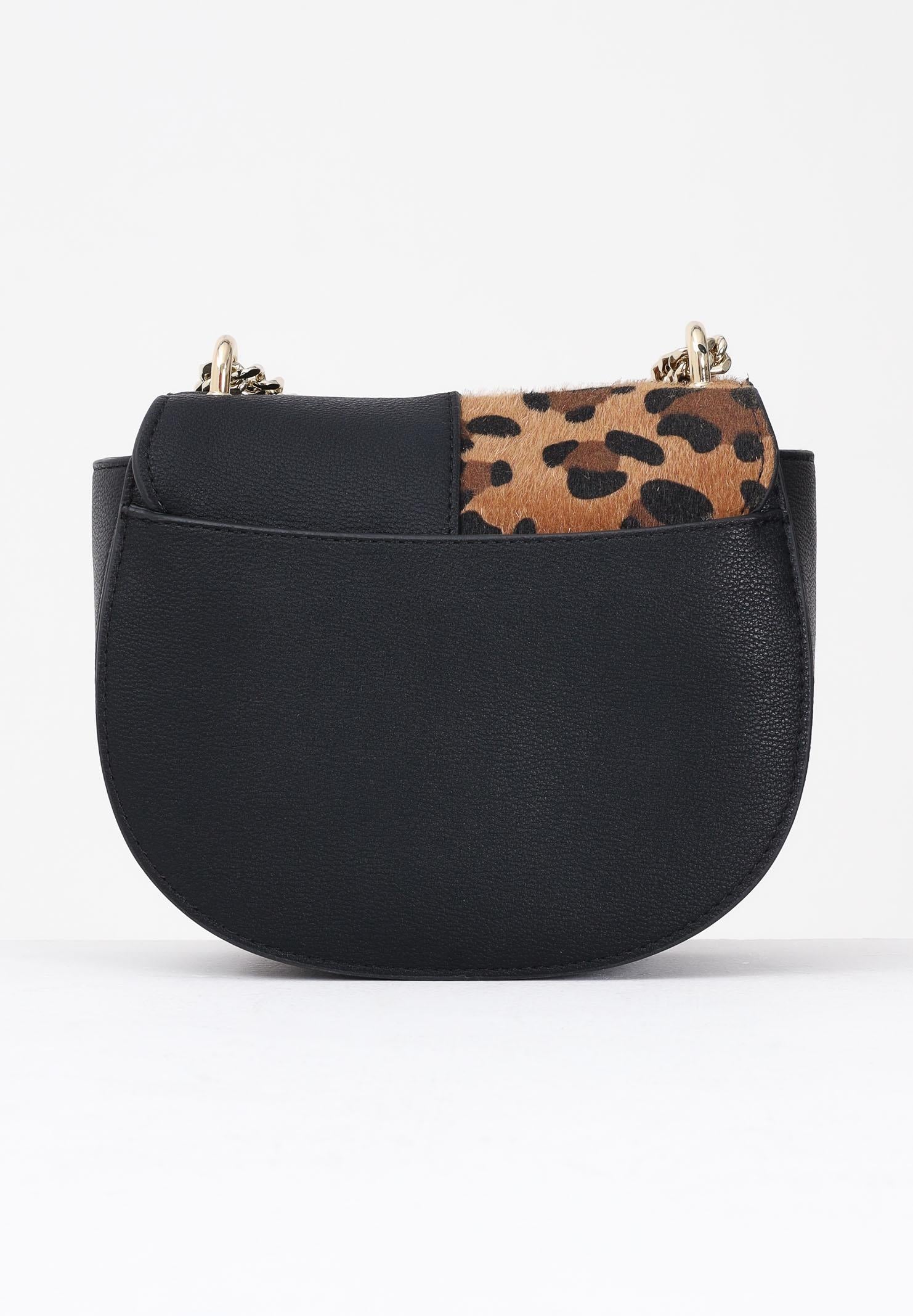 RICHMOND Borsa a tracolla nera da donna con inserto in pelo maculato e logo RWA25355BO BLGO RICHMOND