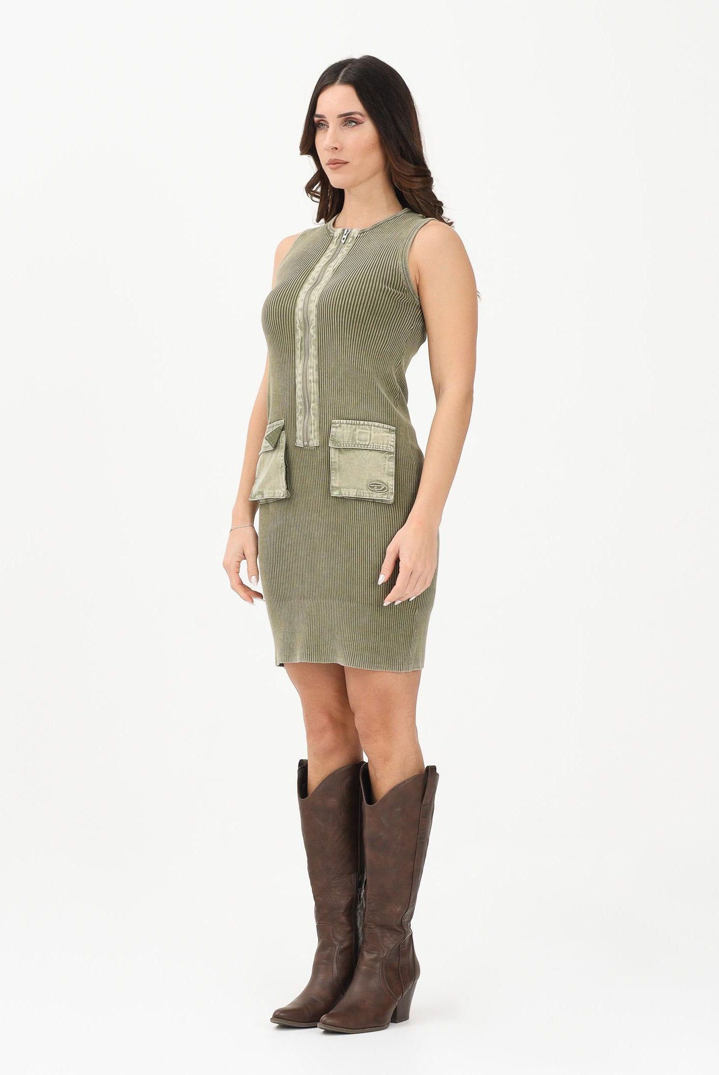 DIESEL Abito corto Dameryn verde militare per donna, ragazze e bambine J02631KYA0D K511 DIESEL