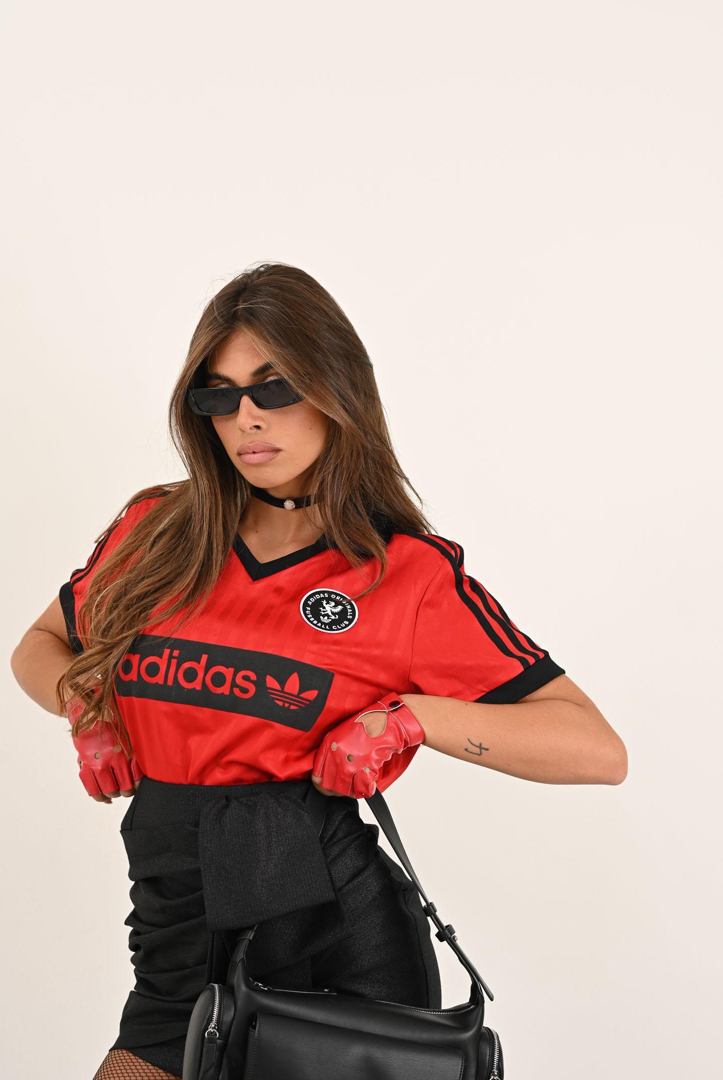 ADIDAS ORIGINALS Polo grafica ispirata al calcio rossa da donna JY3543 ADIDAS ORIGINALS