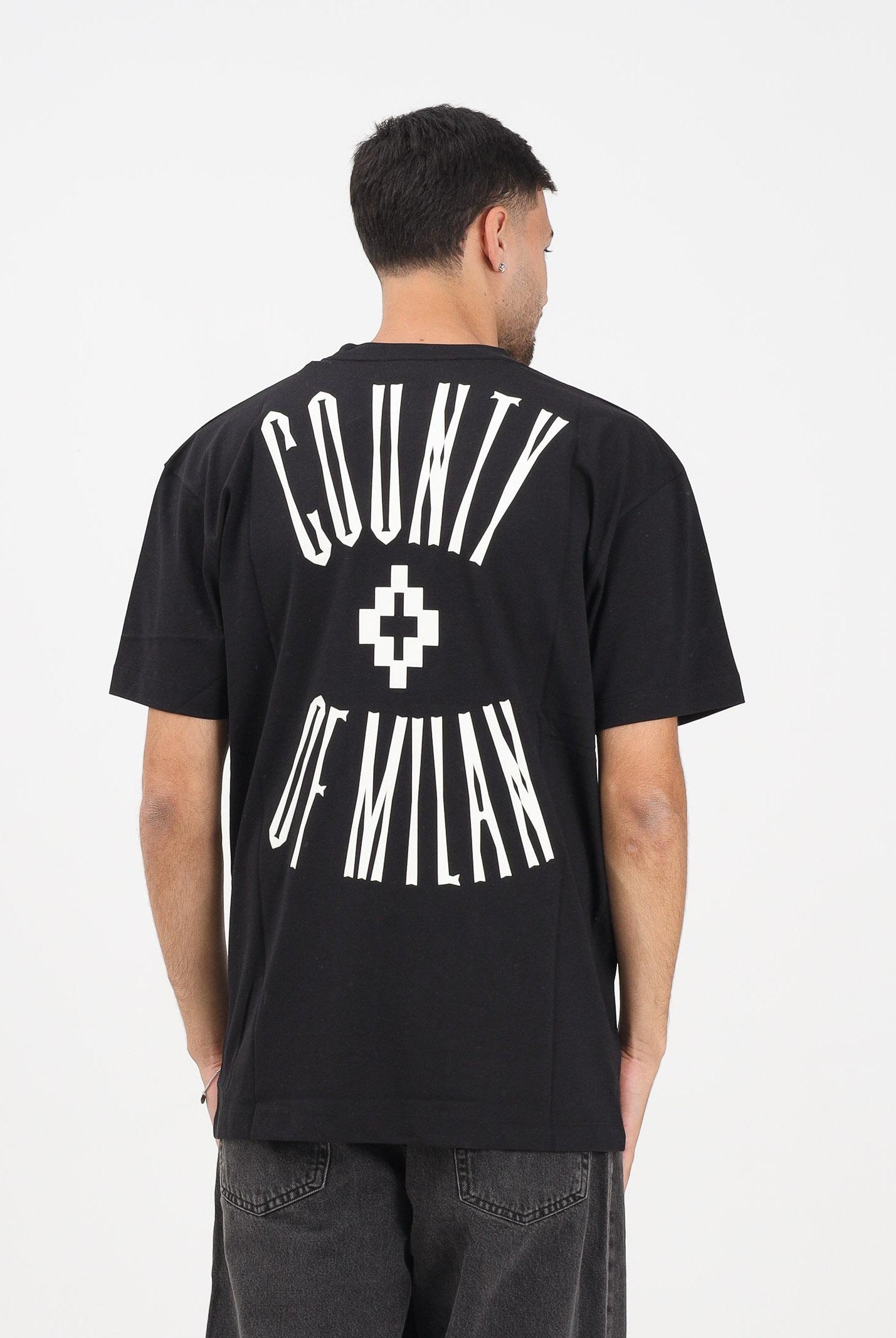 MARCELO BURLON COUNTY OF MILAN T-shirt a manica corta nera da uomo con maxi stampa sul retro F5CAMATH057 110 MARCELO BURLON COUNTY OF MILAN