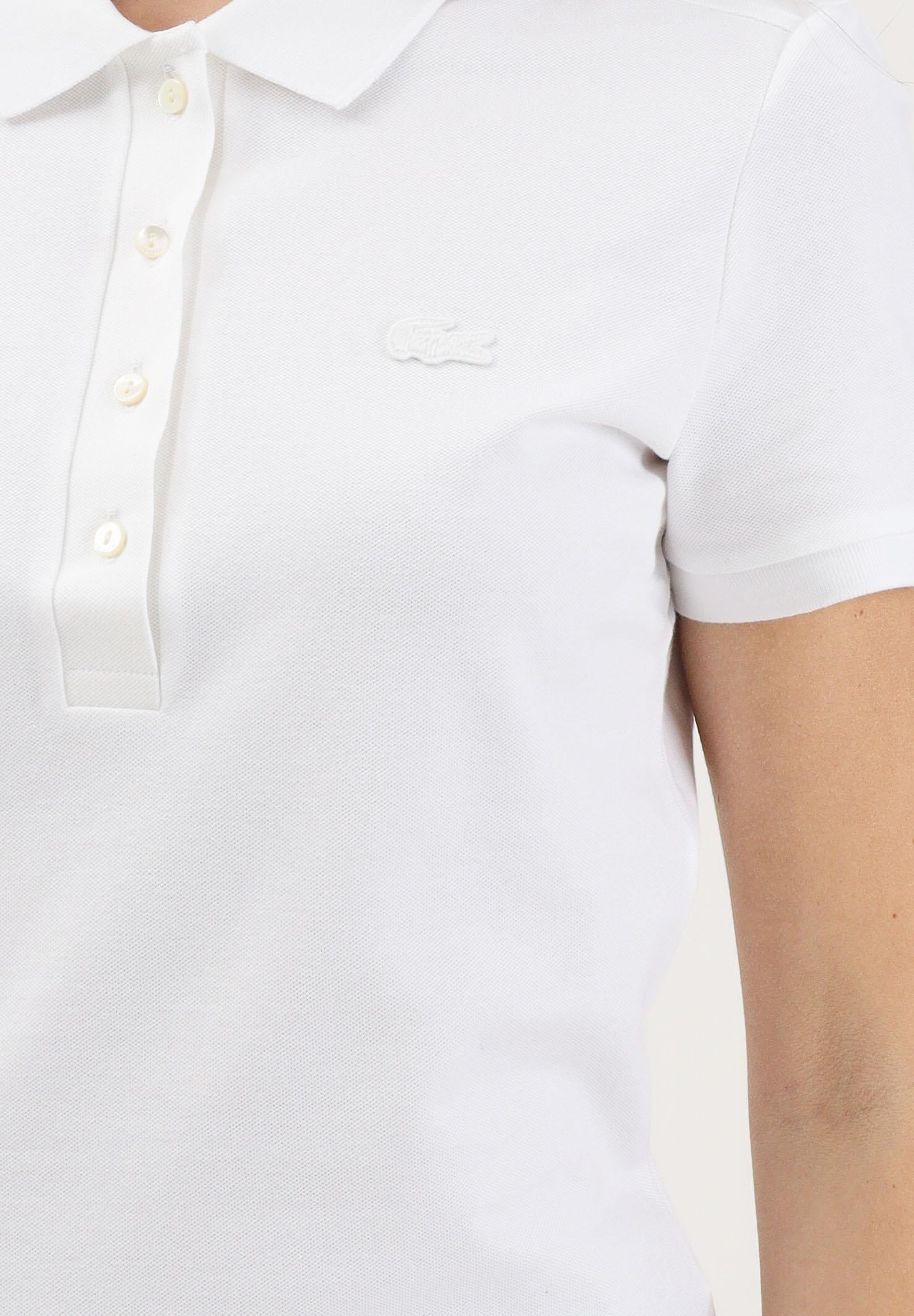 LACOSTE Polo a manica corta bianca da donna con logo PF5462 001 LACOSTE