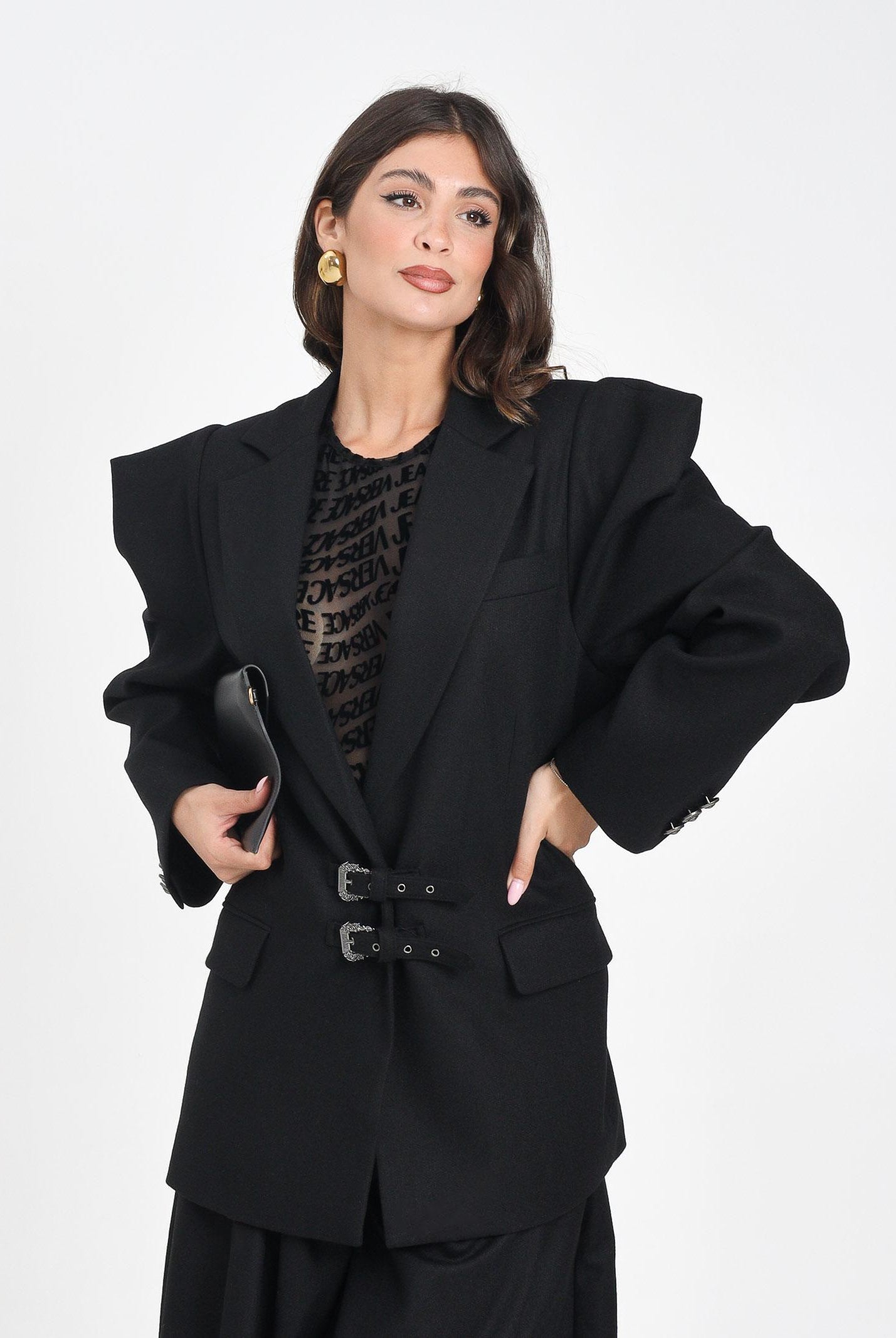 VERSACE JEANS COUTURE Giacca strutturata nera da donna 79HAQ705N0542 899 VERSACE JEANS COUTURE