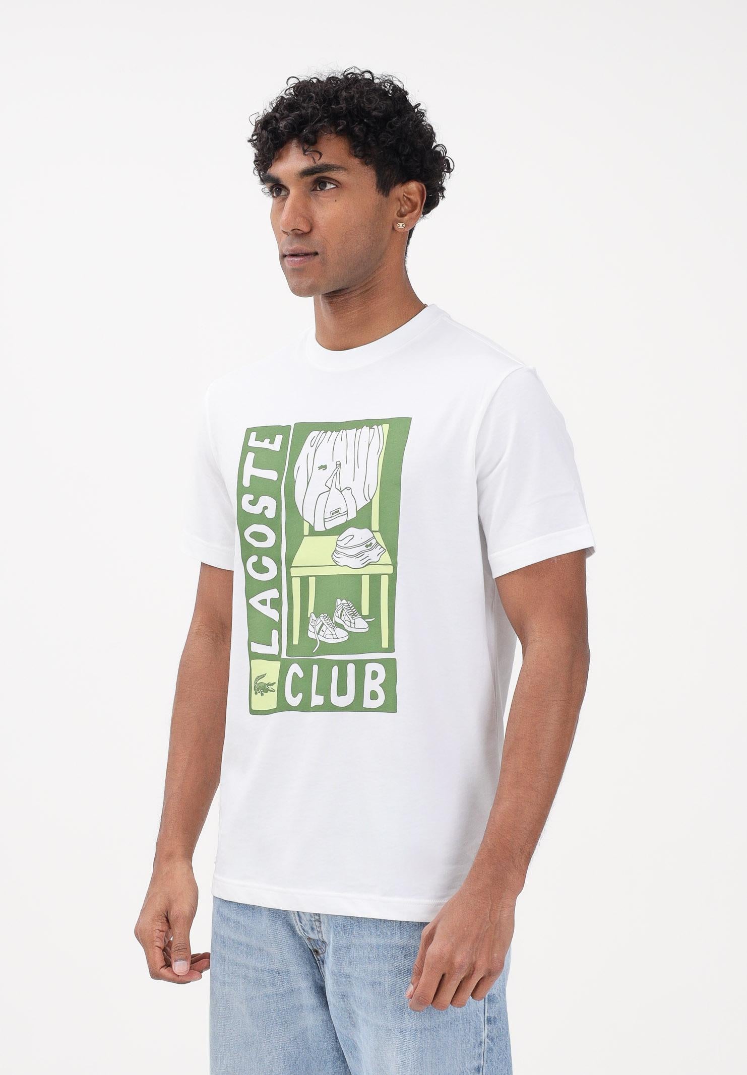LACOSTE T-shirt a manica corta bianca da uomo con stampa TH1773 001 LACOSTE