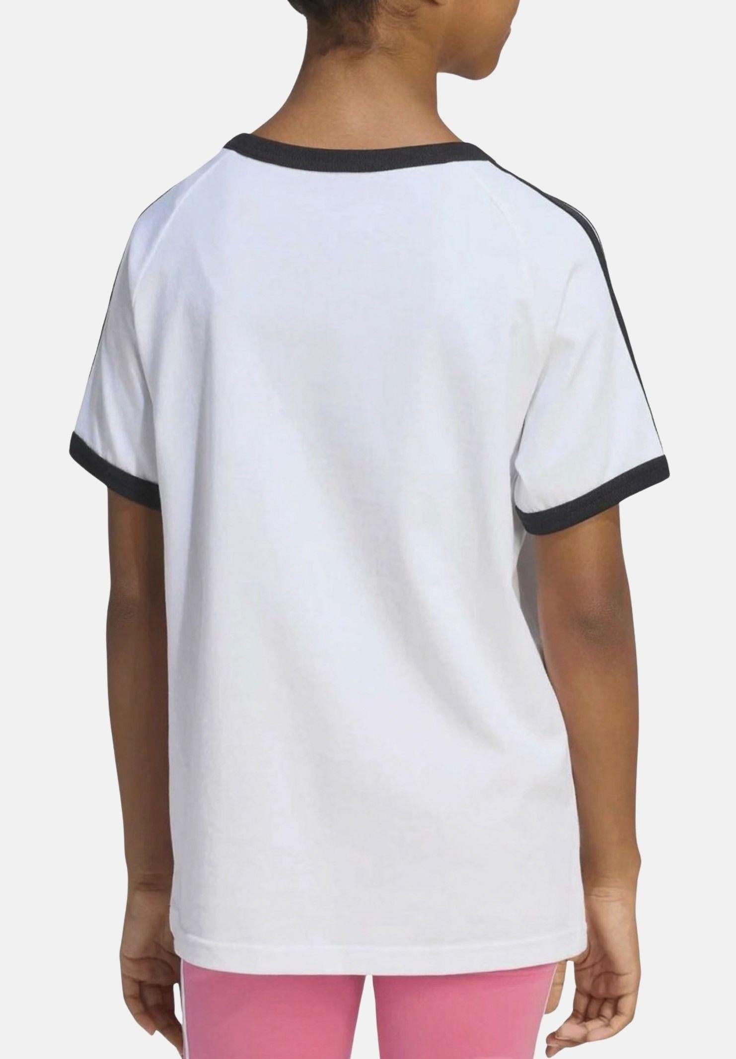 ADIDAS ORIGINALS T-shirt a manica corta 3 STRIPES bianca per bambino e bambina KE0920 . ADIDAS ORIGINALS