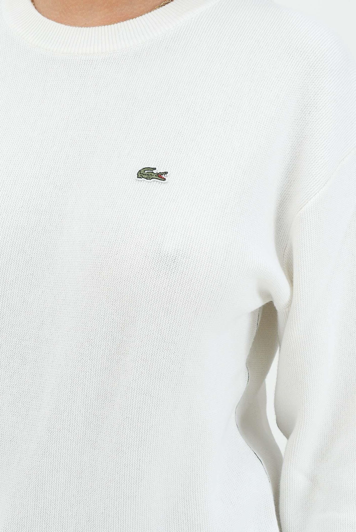 LACOSTE Maglioncino girocollo bianco da donna con logo AF4158 70V LACOSTE