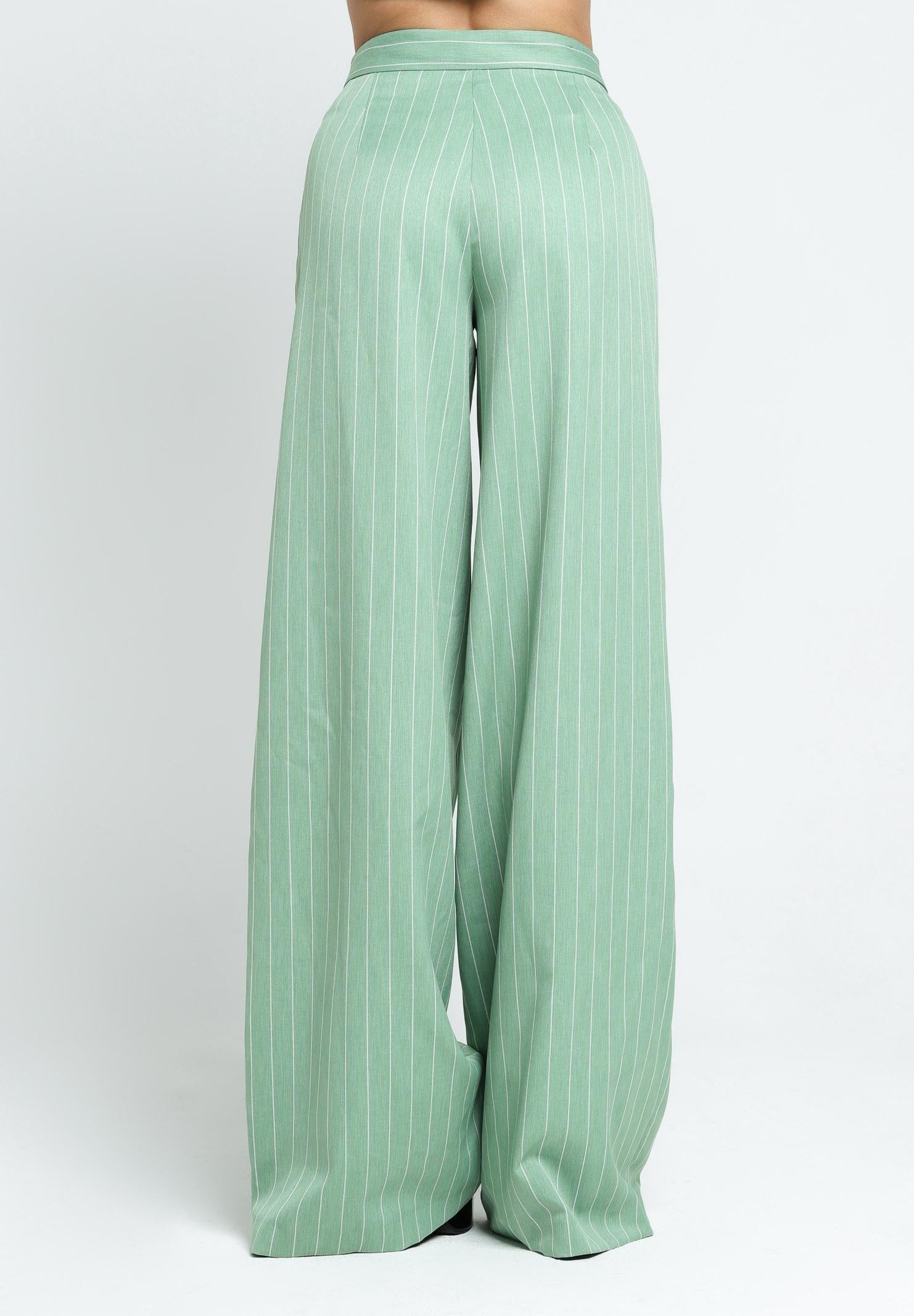 SANTAS Pantalone APPLE PIE verde da donna con motivo gessato PV25018 VERDE SANTAS