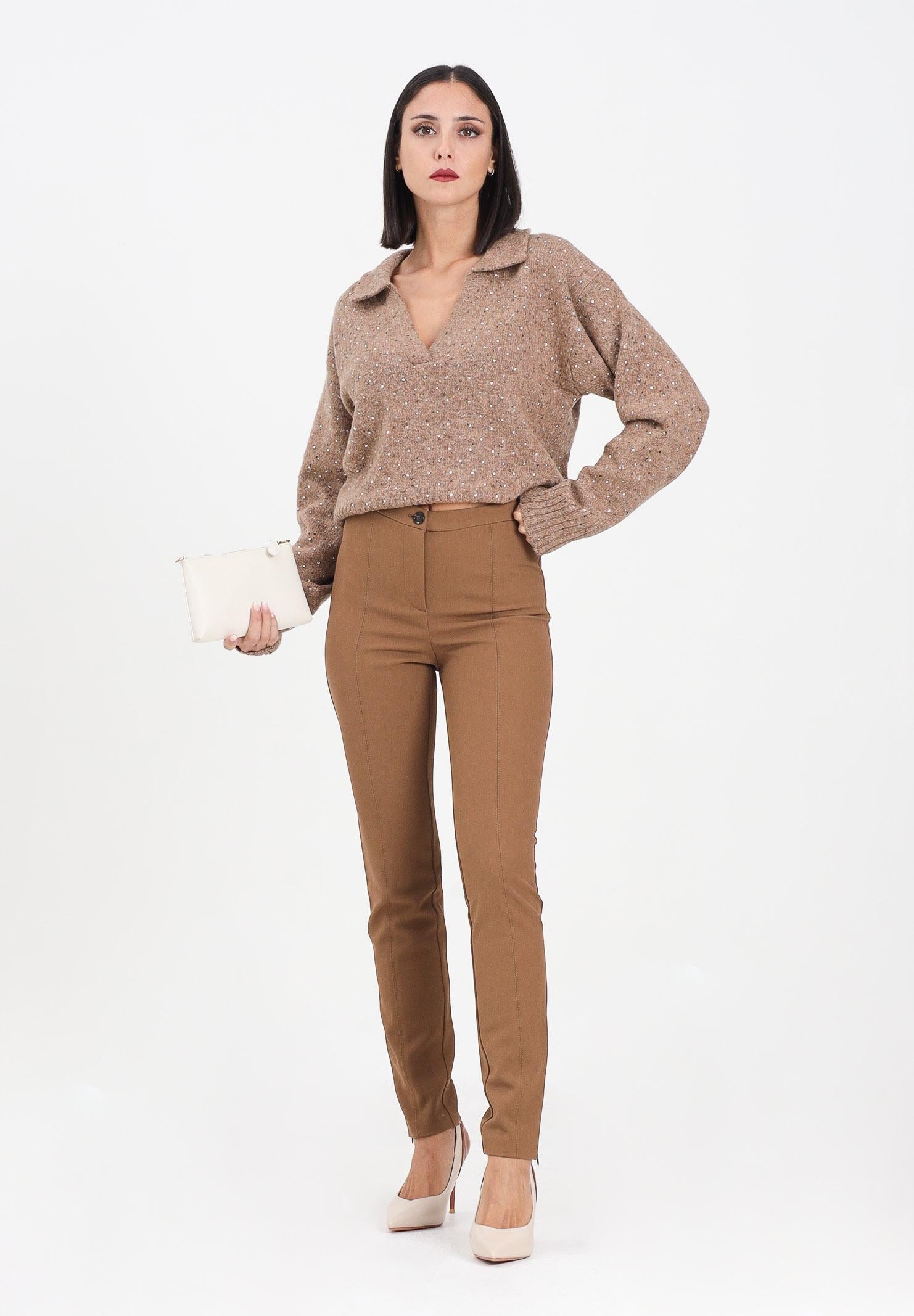 PINKO Pantalone elegante cammello da donna con fondo regolabile 105600A2QV M20 PINKO