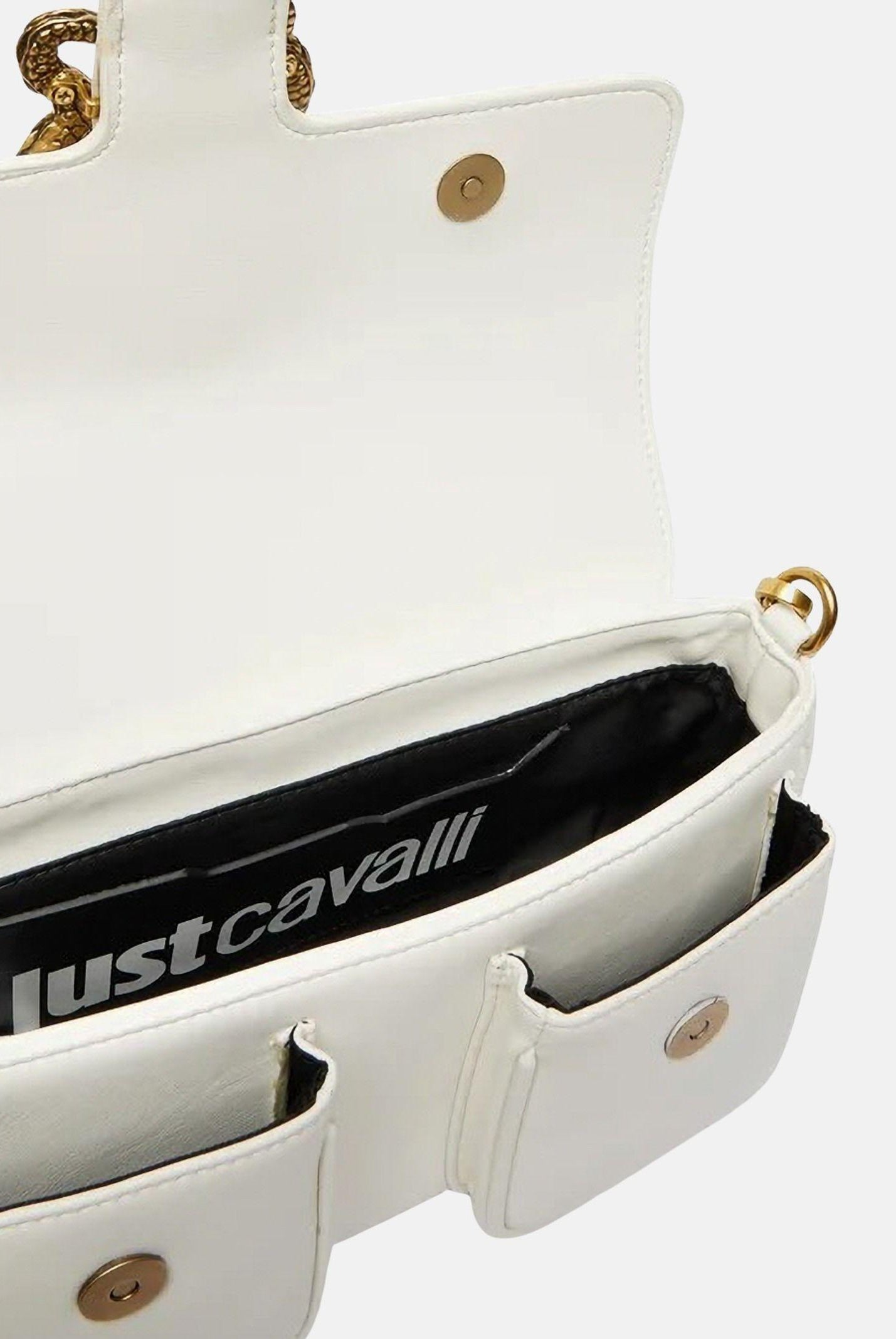 JUST CAVALLI Borsa a spalla bianca da donna con fibbia logo 80RA4BA2ZSA89 003 JUST CAVALLI