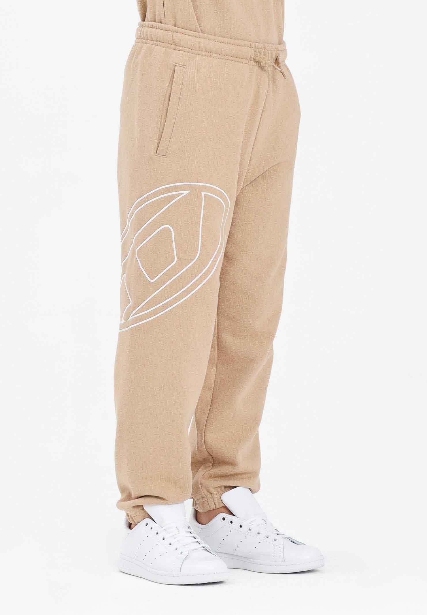 DIESEL Pantalone sportivo beige per donna, ragazzi e bambini con maxi logo Oval D J022720GYCJ K726 DIESEL