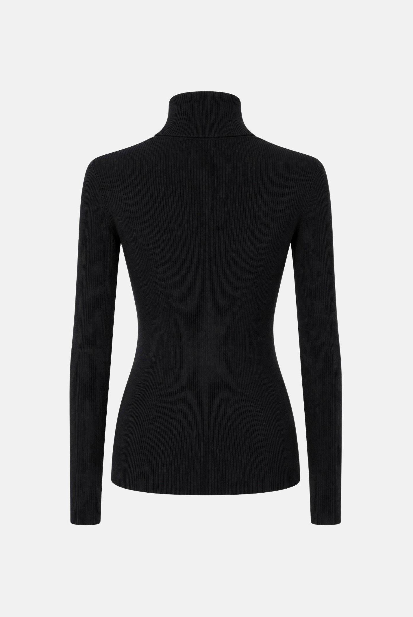 ELISABETTA FRANCHI Dolcevita con logo centrale, colore nero dettagli burro, da donna. MK18B66E2 685 ELISABETTA FRANCHI