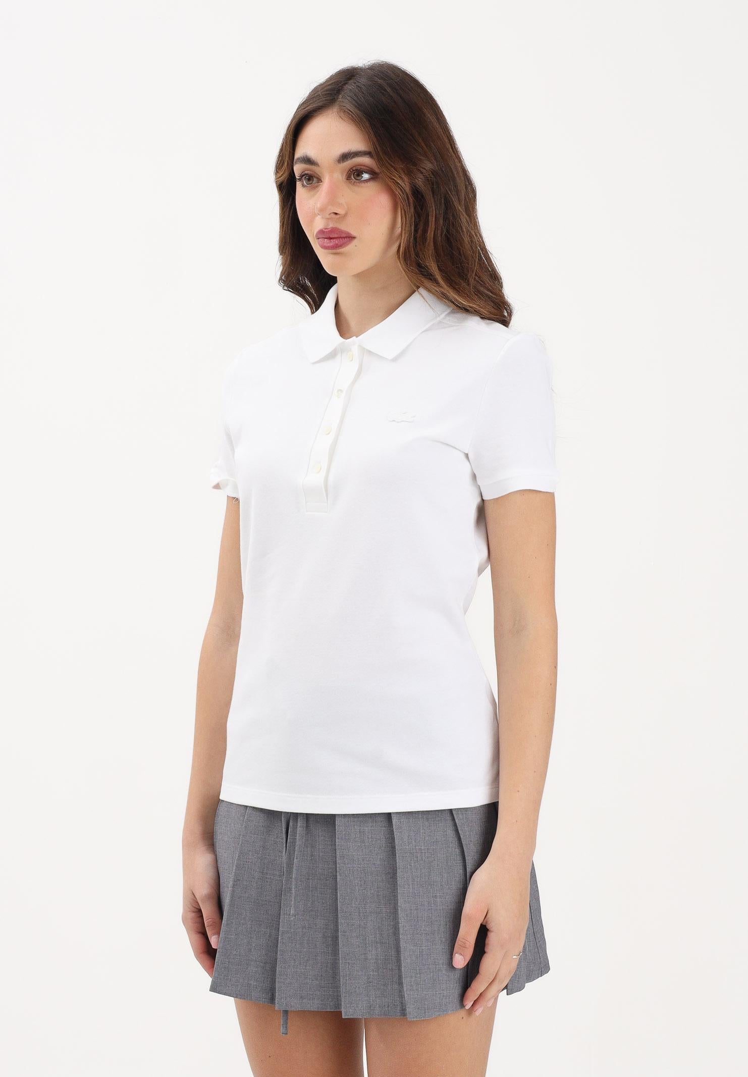 LACOSTE Polo a manica corta bianca da donna con logo PF5462 001 LACOSTE