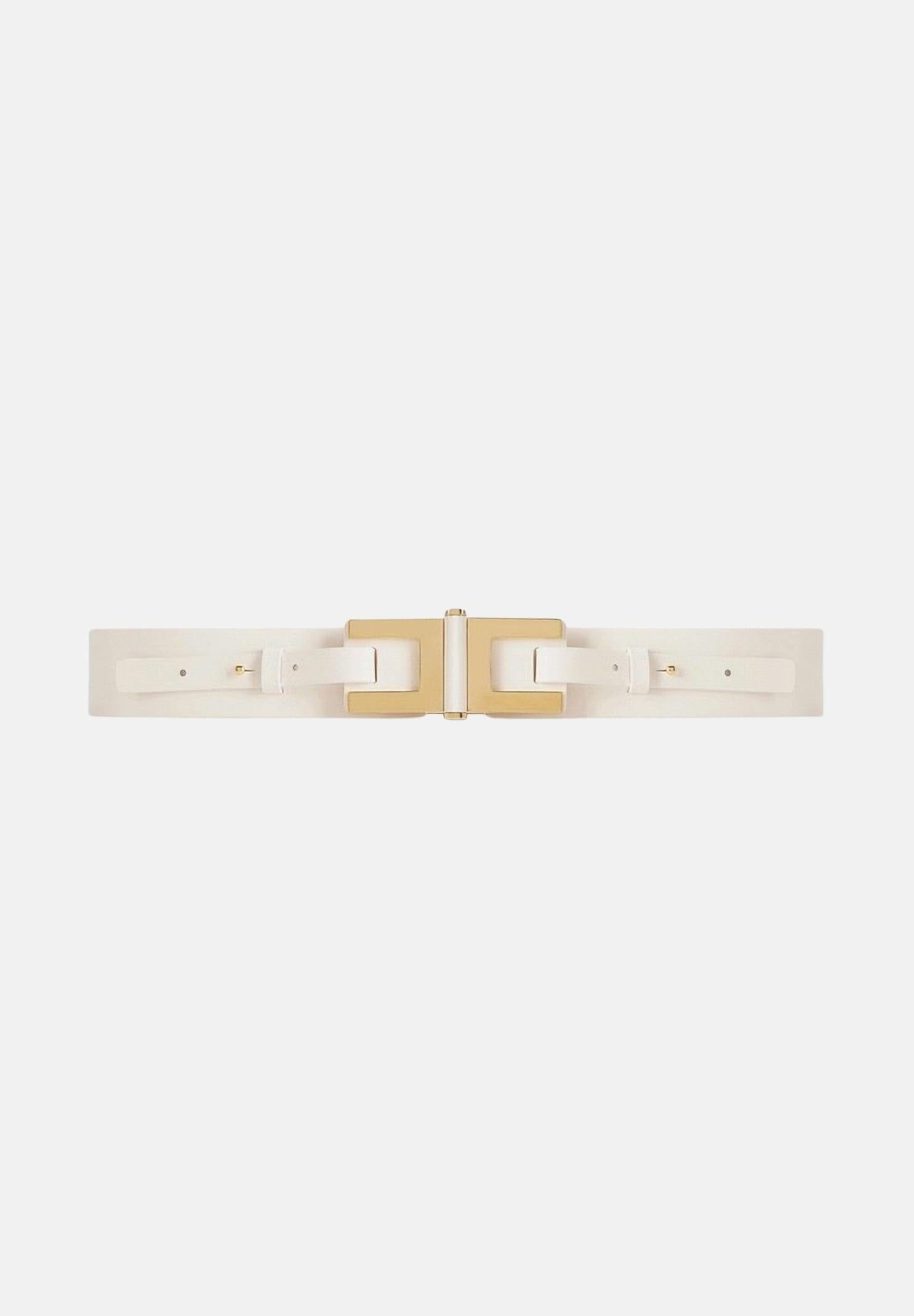 ELISABETTA FRANCHI Cintura avorio da donna con dettaglio logo CT50S61E2 360 ELISABETTA FRANCHI