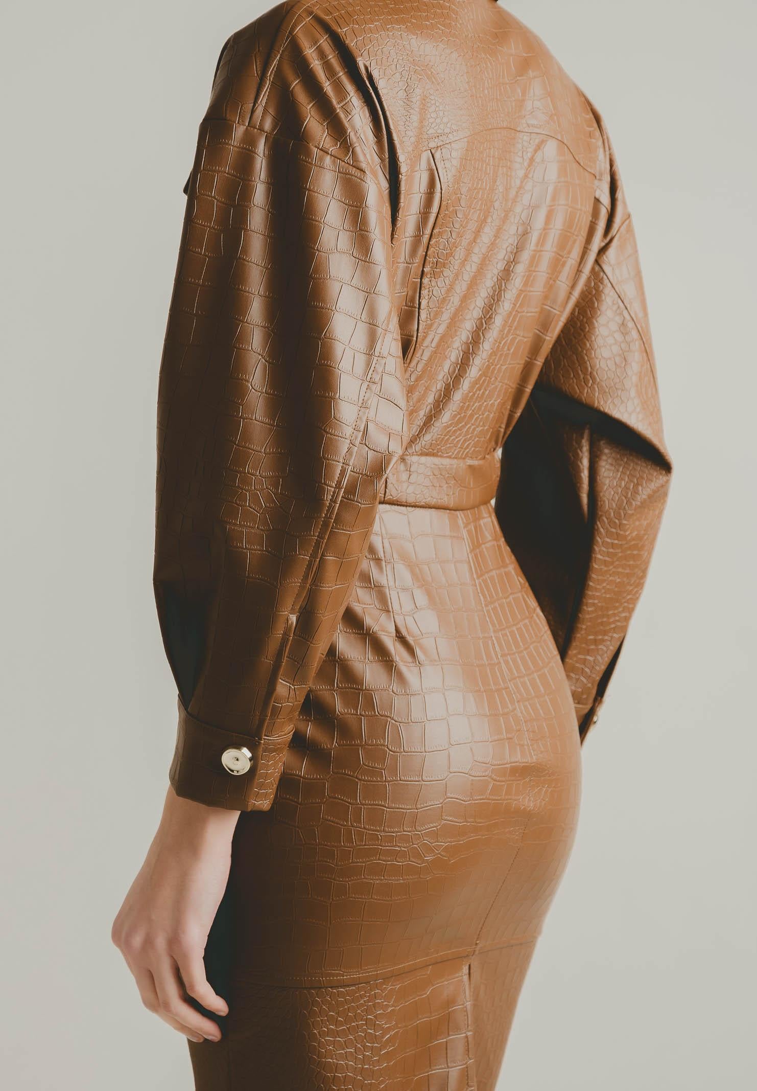 SANTAS Abito midi MYSTÈRE cuoio da donna PV2618 CU SANTAS