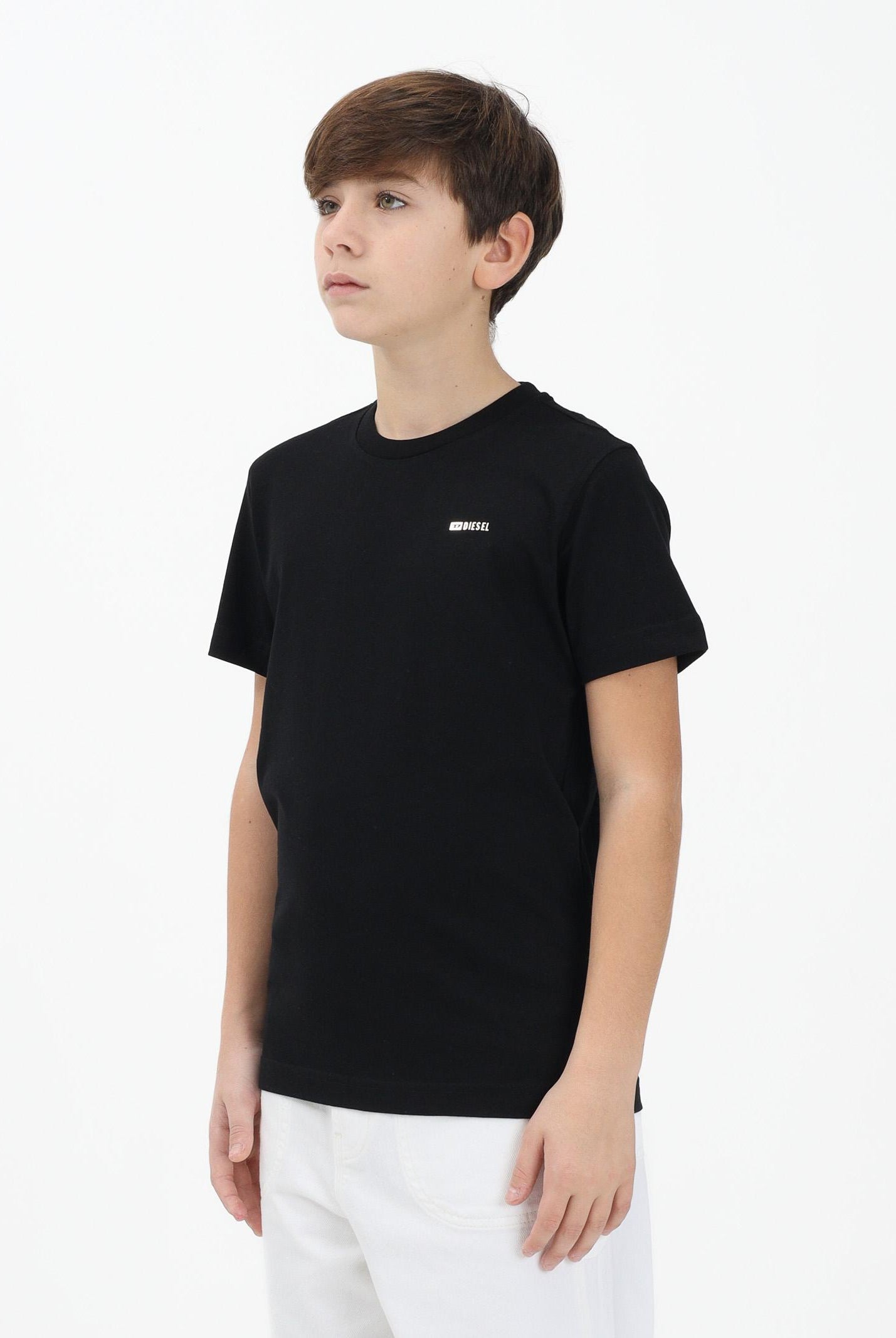 DIESEL T-shirt a manica corta nera per donna, ragazzi e bambini con logo J027710CATM K900 DIESEL