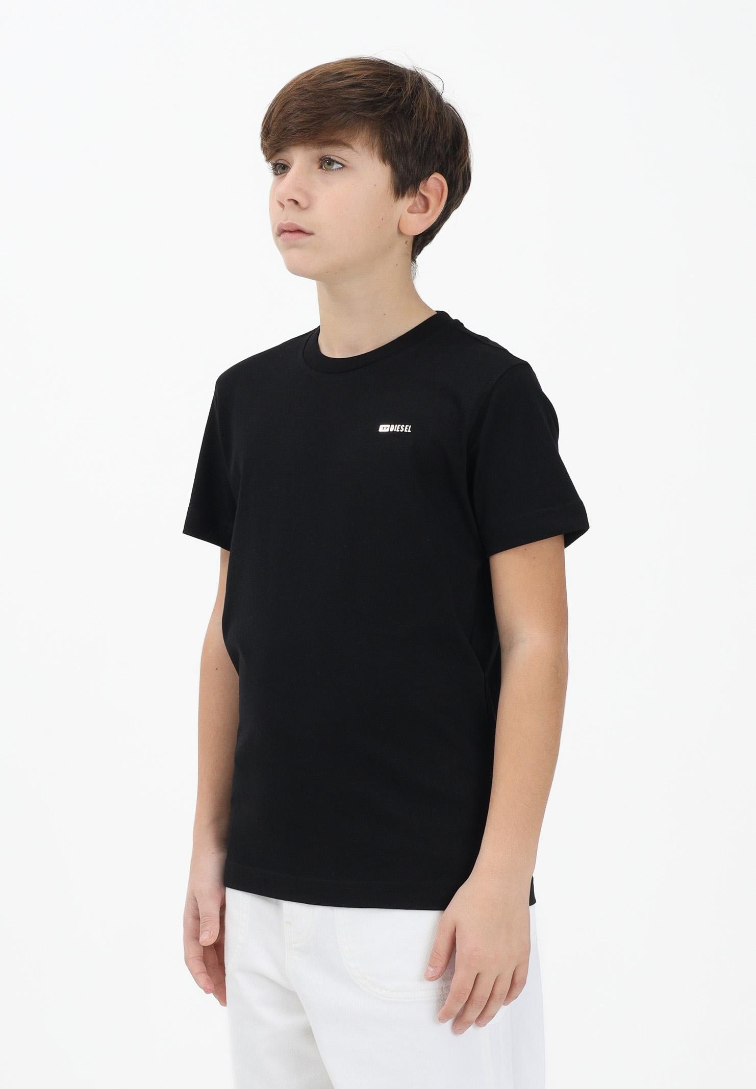 DIESEL T-shirt a manica corta nera per donna, ragazzi e bambini con logo J027710CATM K900 DIESEL