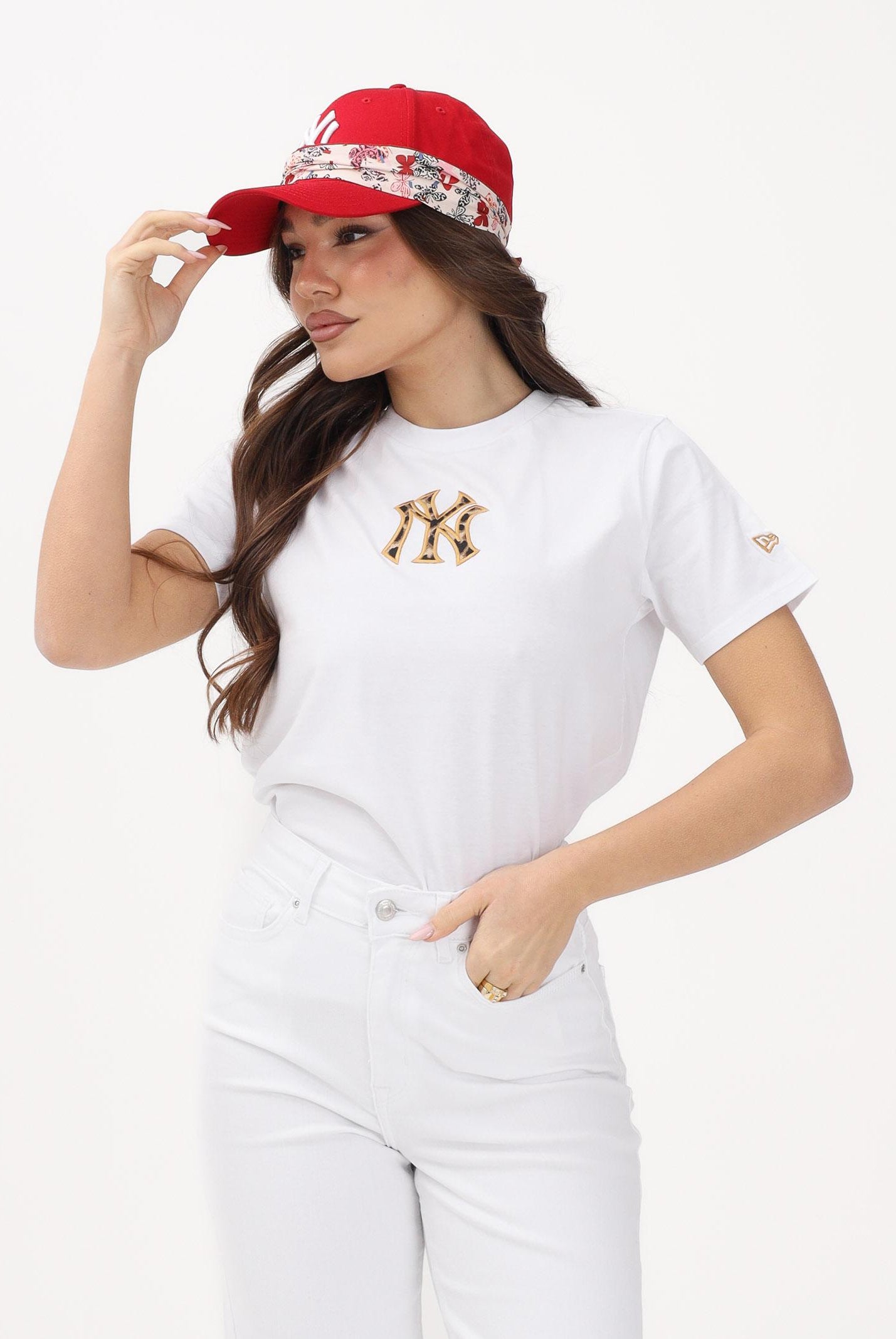 NEW ERA T-shirt a manica corta New York Yankees MLB Infill bianca da donna 60771613 . NEW ERA
