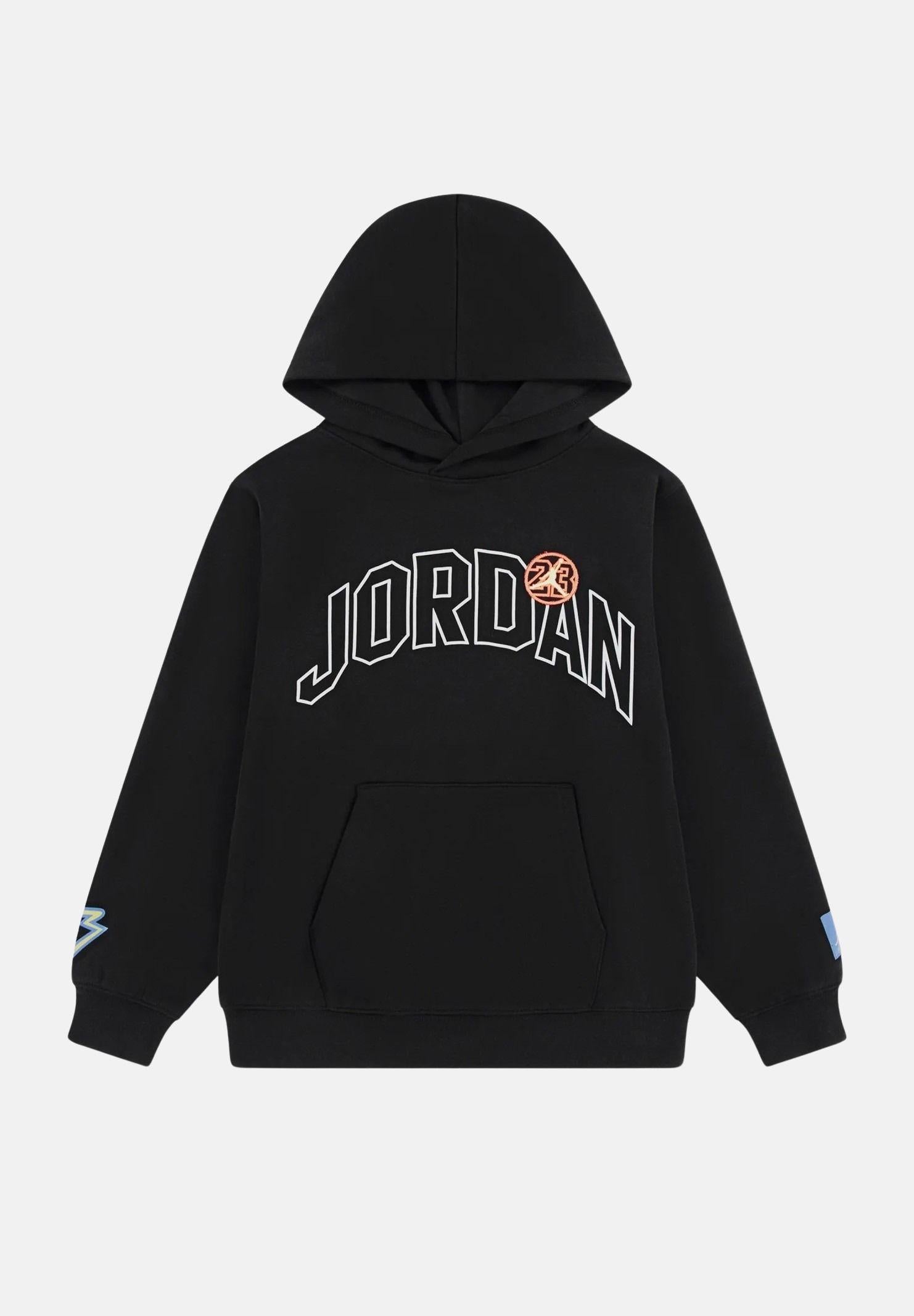 JORDAN Felpa con cappuccio MJ DYNASTY nera per bambino e bambina 95F569 023 JORDAN