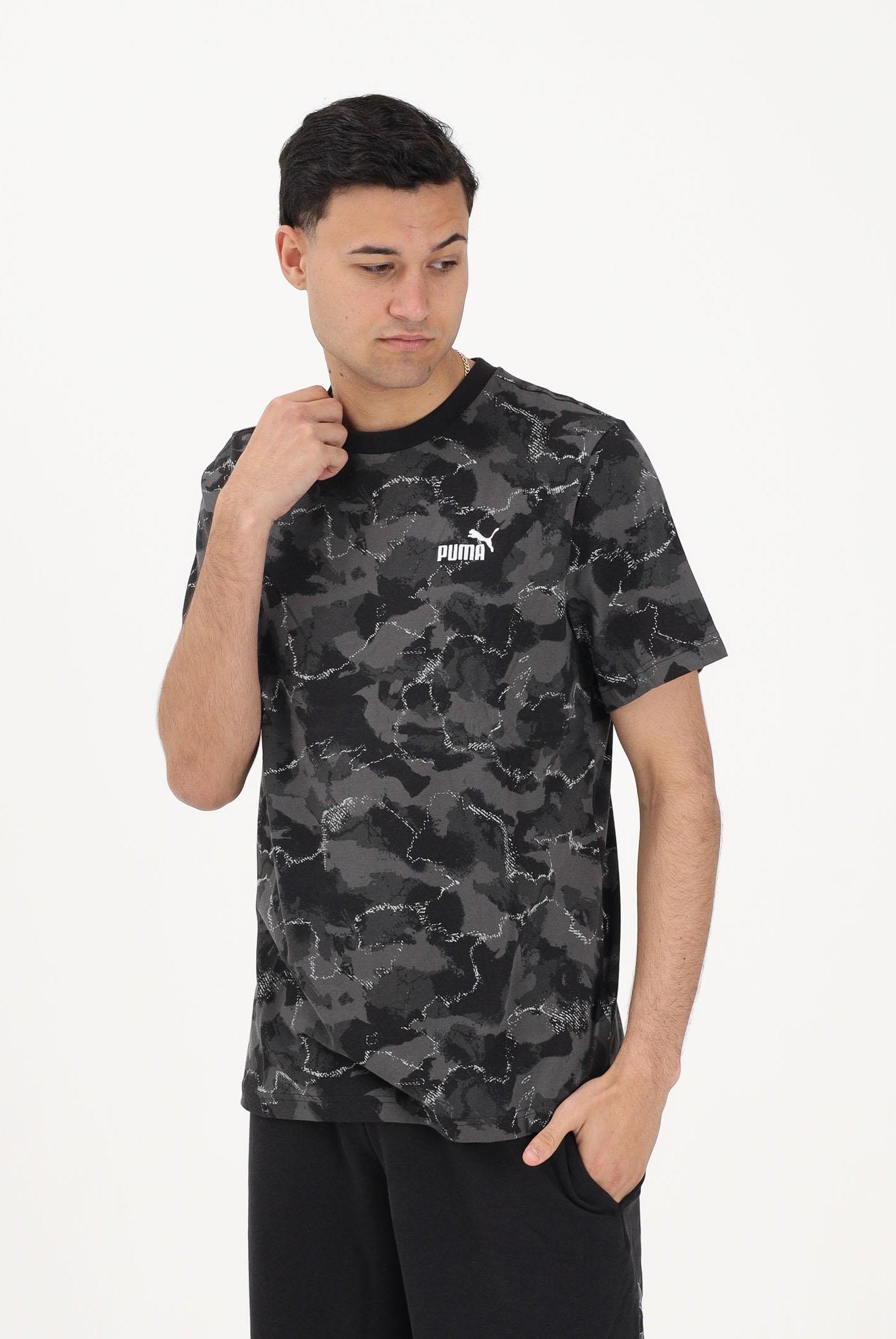 PUMA T-shirt a manica corta Essentials Camo nera da uomo 692035 01 PUMA
