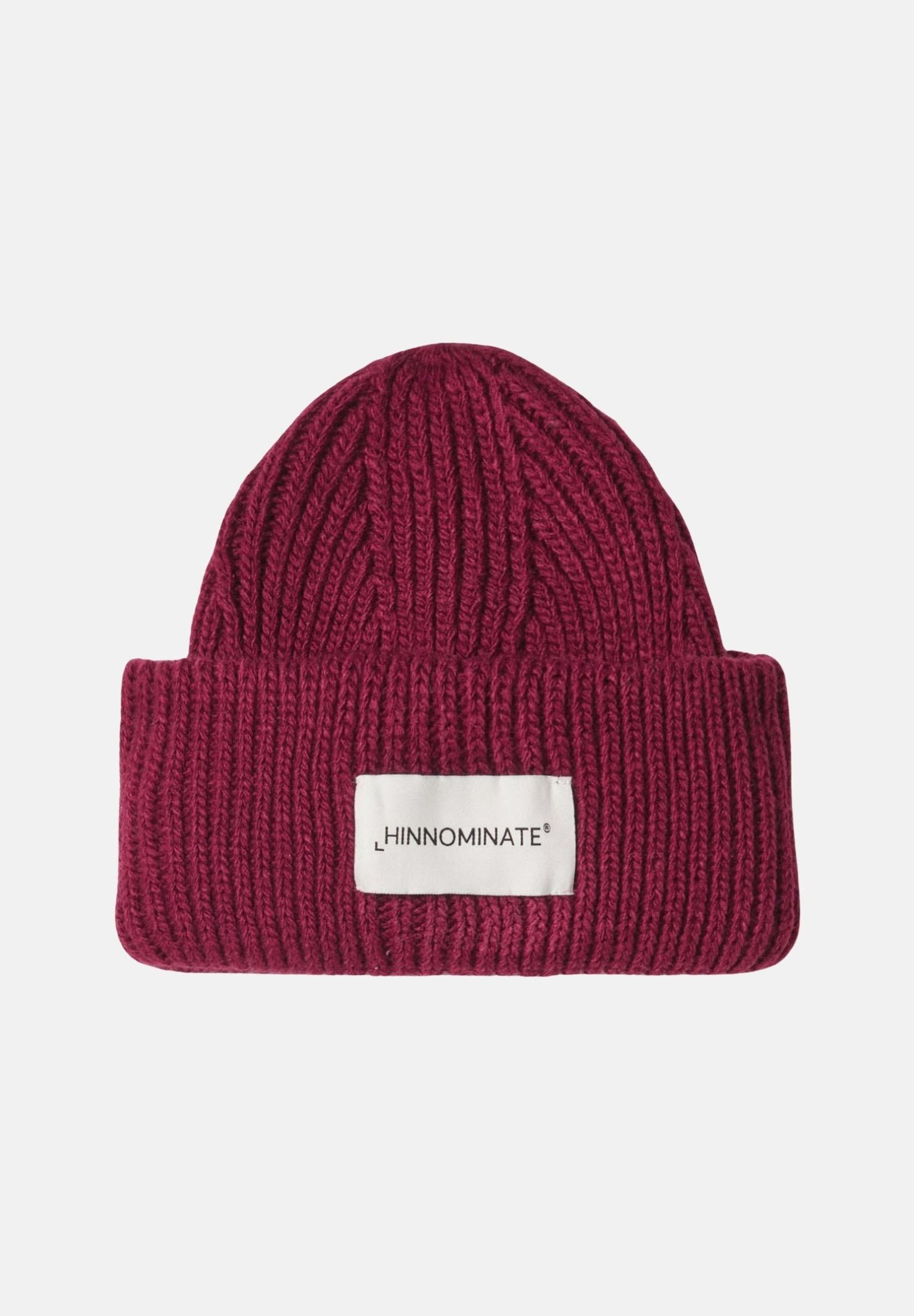 HINNOMINATE Berretto di lana bordeaux da donna con patch logo HMACW00130 RS02 HINNOMINATE