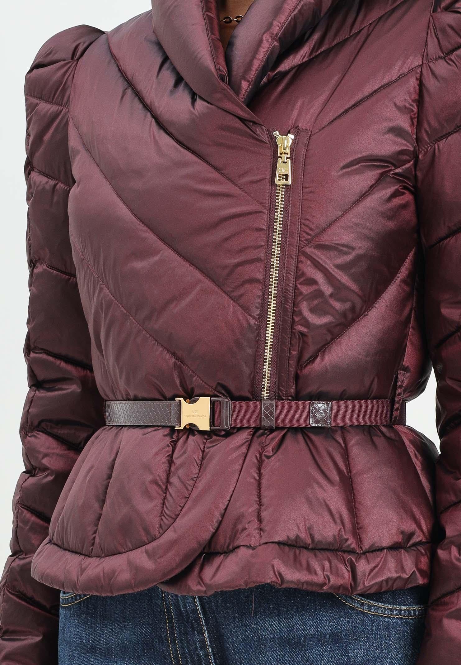 ELISABETTA FRANCHI Piumino bordeaux da donna con baschina PI89Z56E2 EA4 ELISABETTA FRANCHI