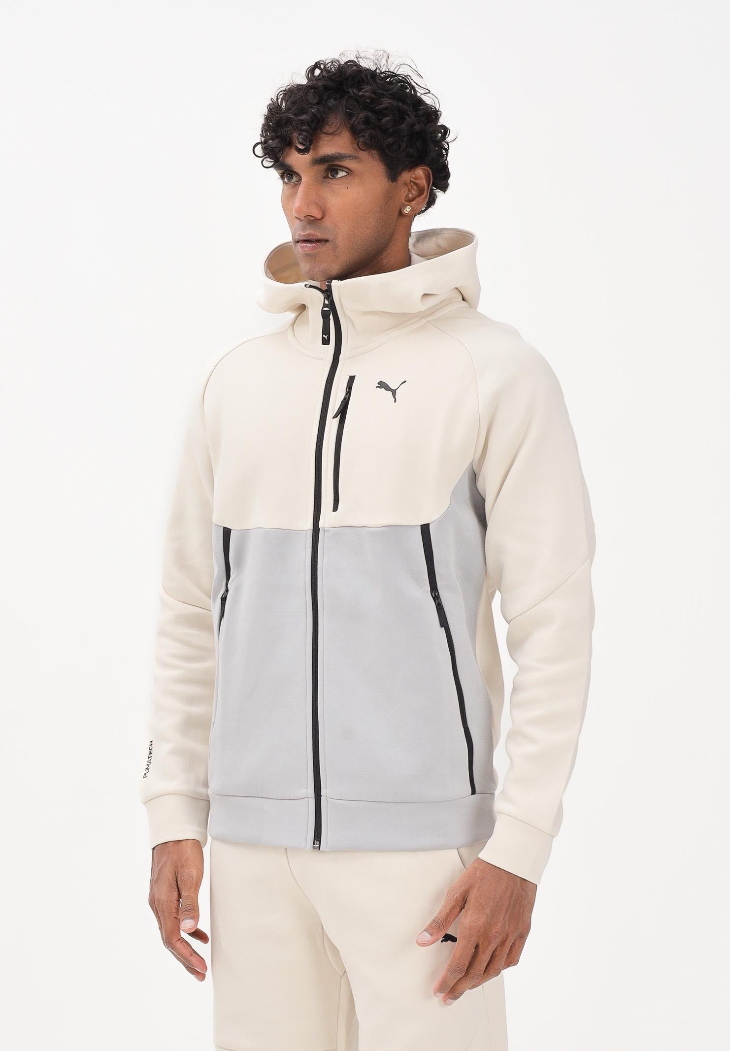 PUMA Felpa con zip PUMATECH panna da uomo 629674 91 PUMA