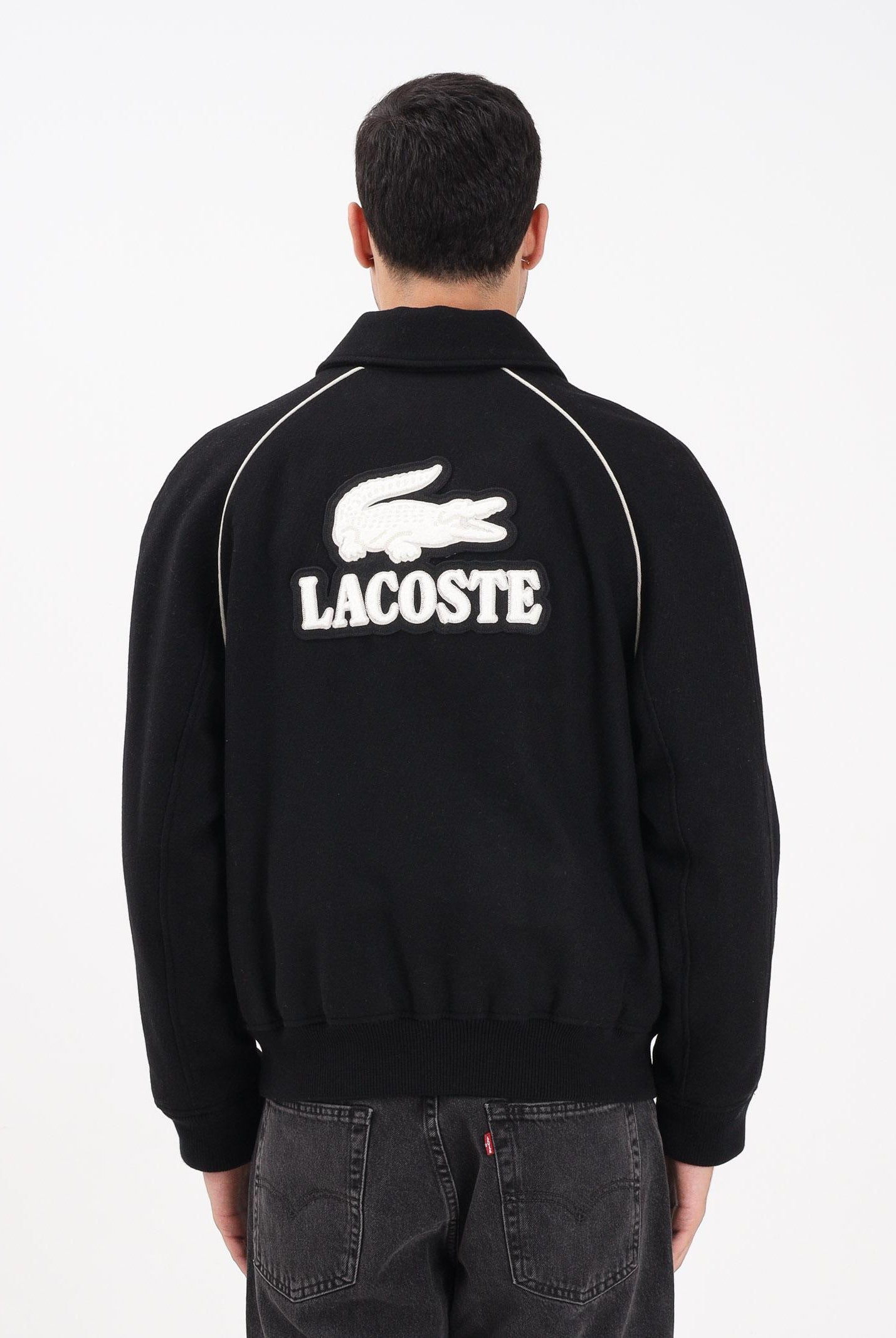LACOSTE Bomber nero da uomo con patch logo BH5841 031 LACOSTE