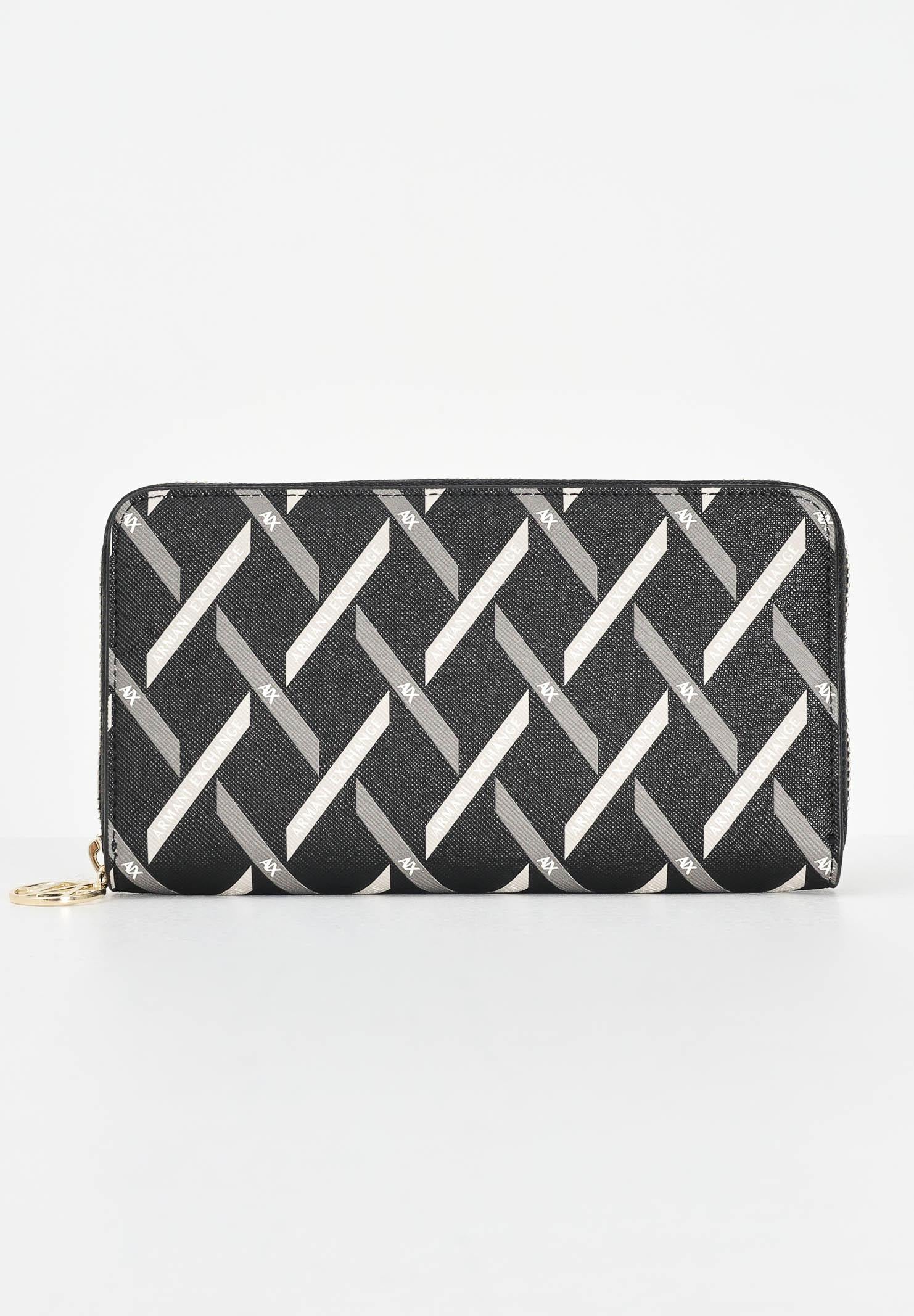 ARMANI EXCHANGE Portafogli nero da donna con stampa diagonale XW000359AF17155 MC043 ARMANI EXCHANGE