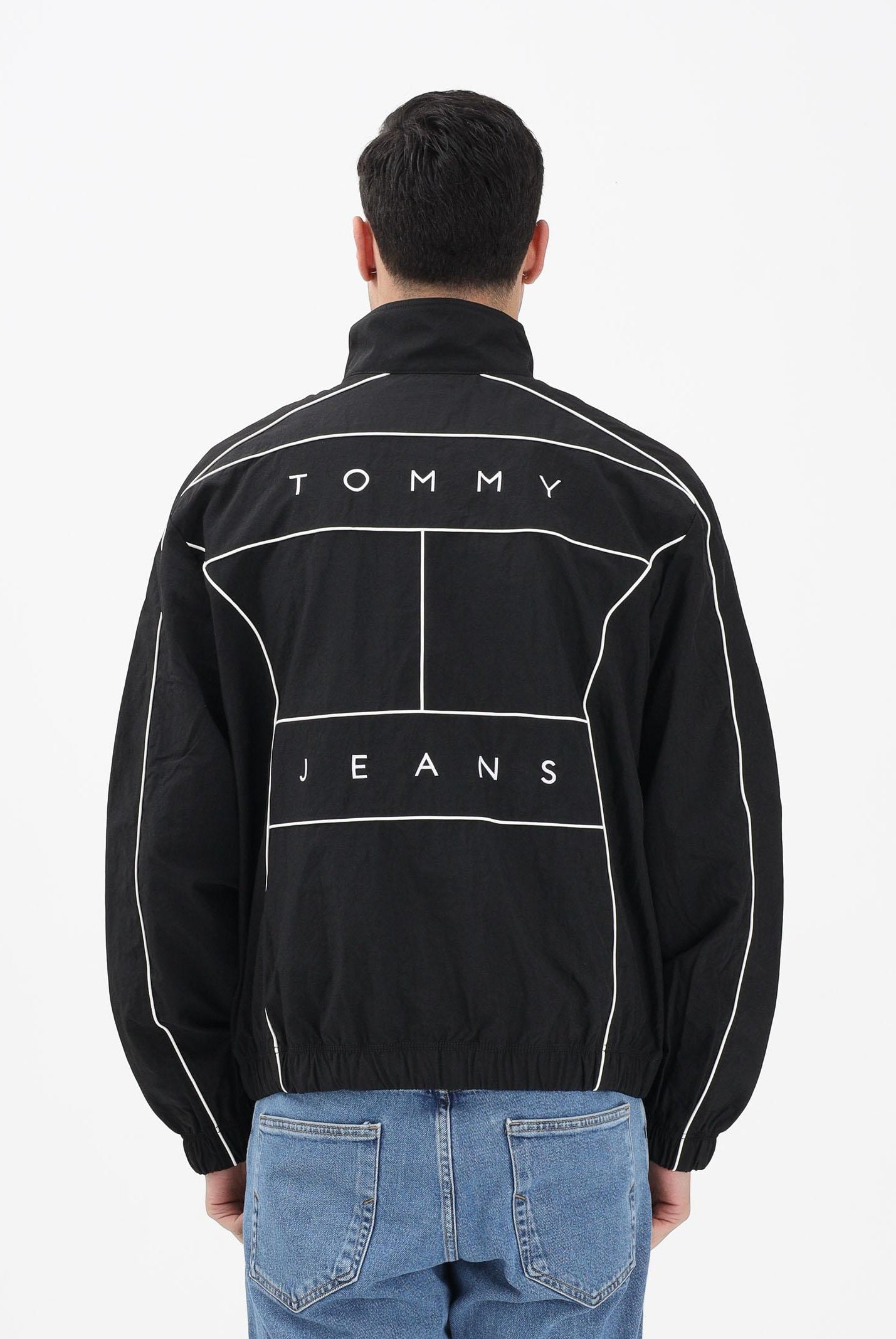 TOMMY JEANS Giacca a vento nera da uomo con logo DM0DM22297 BDS TOMMY JEANS