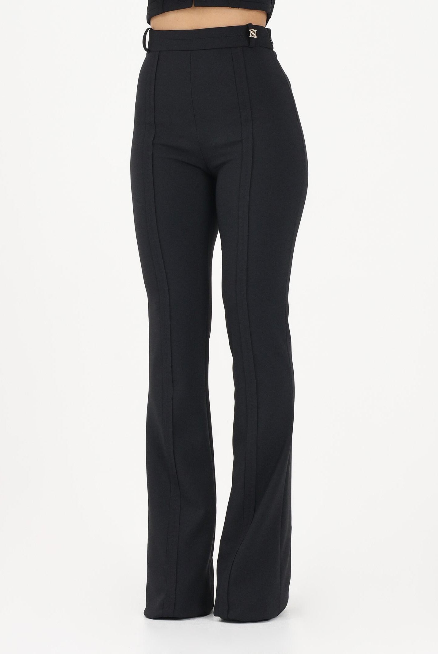 ELISABETTA FRANCHI Pantalone elegante nero da donna in doppio crêpe stretch PA16961E2 110 ELISABETTA FRANCHI