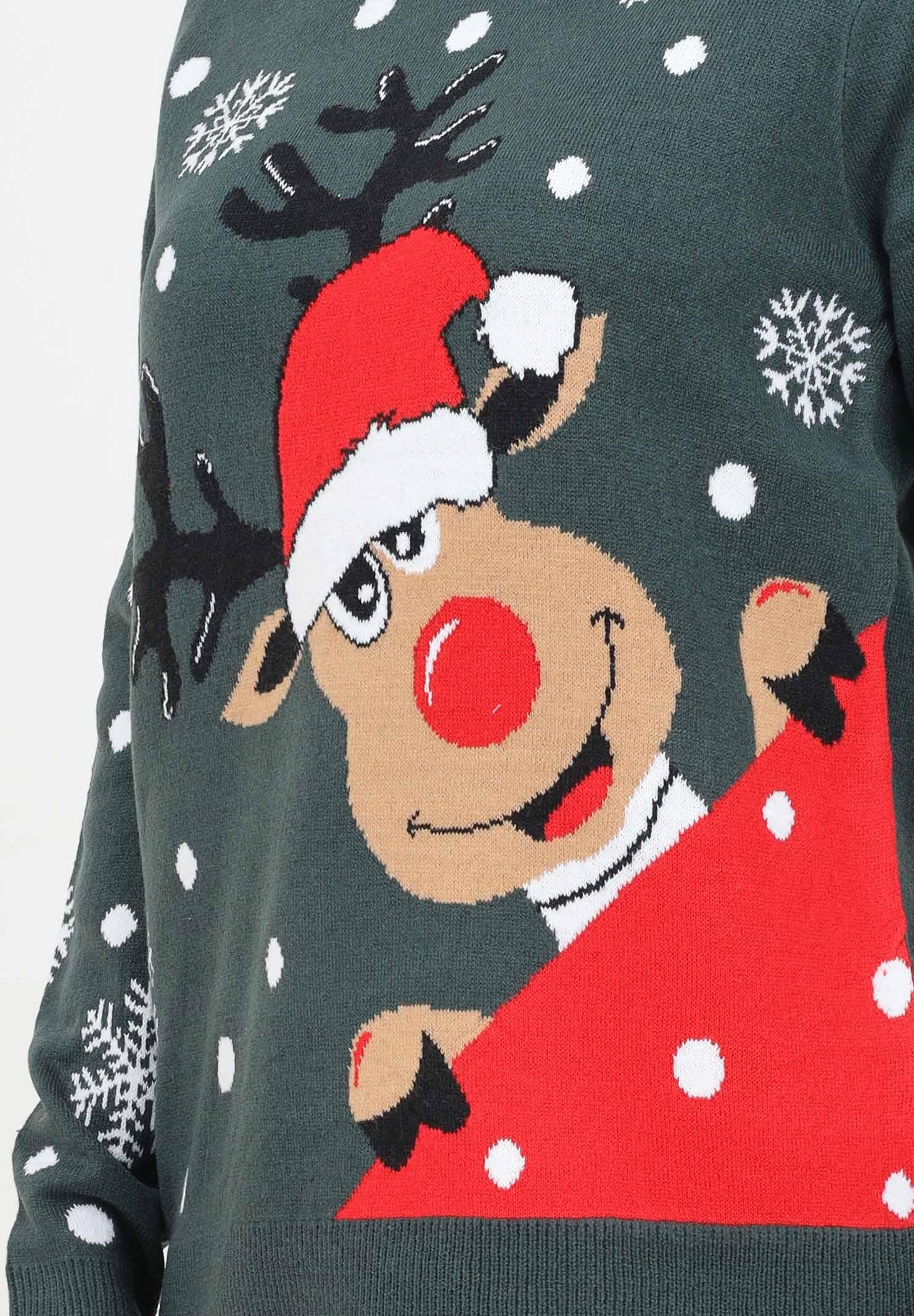 JDY Maglioncino girocollo verde da donna con renna 15238375 Green Gables JDY