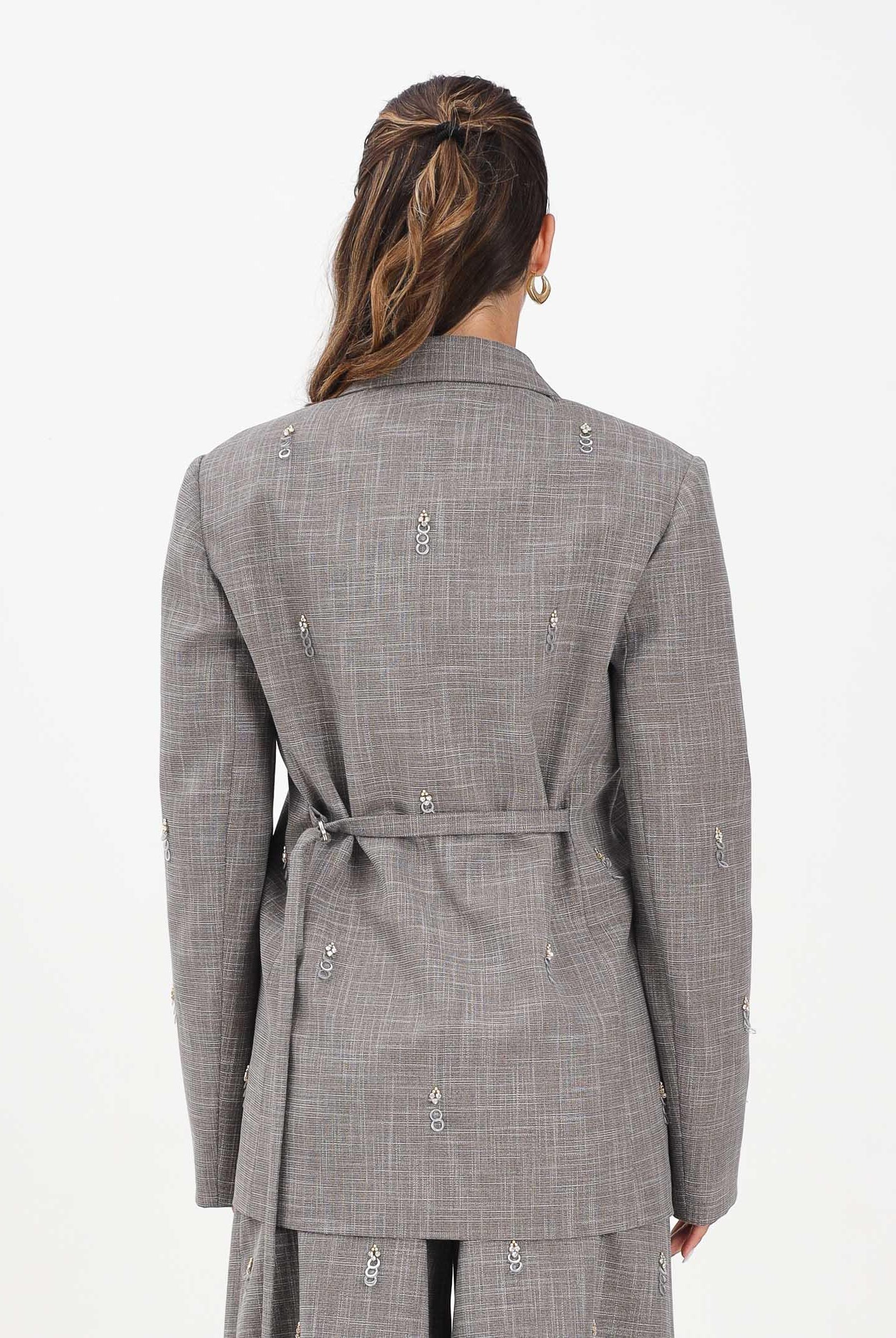 SIMONA CORSELLINI Giacca grigia da donna con applicazioni metalliche A25CPGI00301-C00232 V0000 SIMONA CORSELLINI