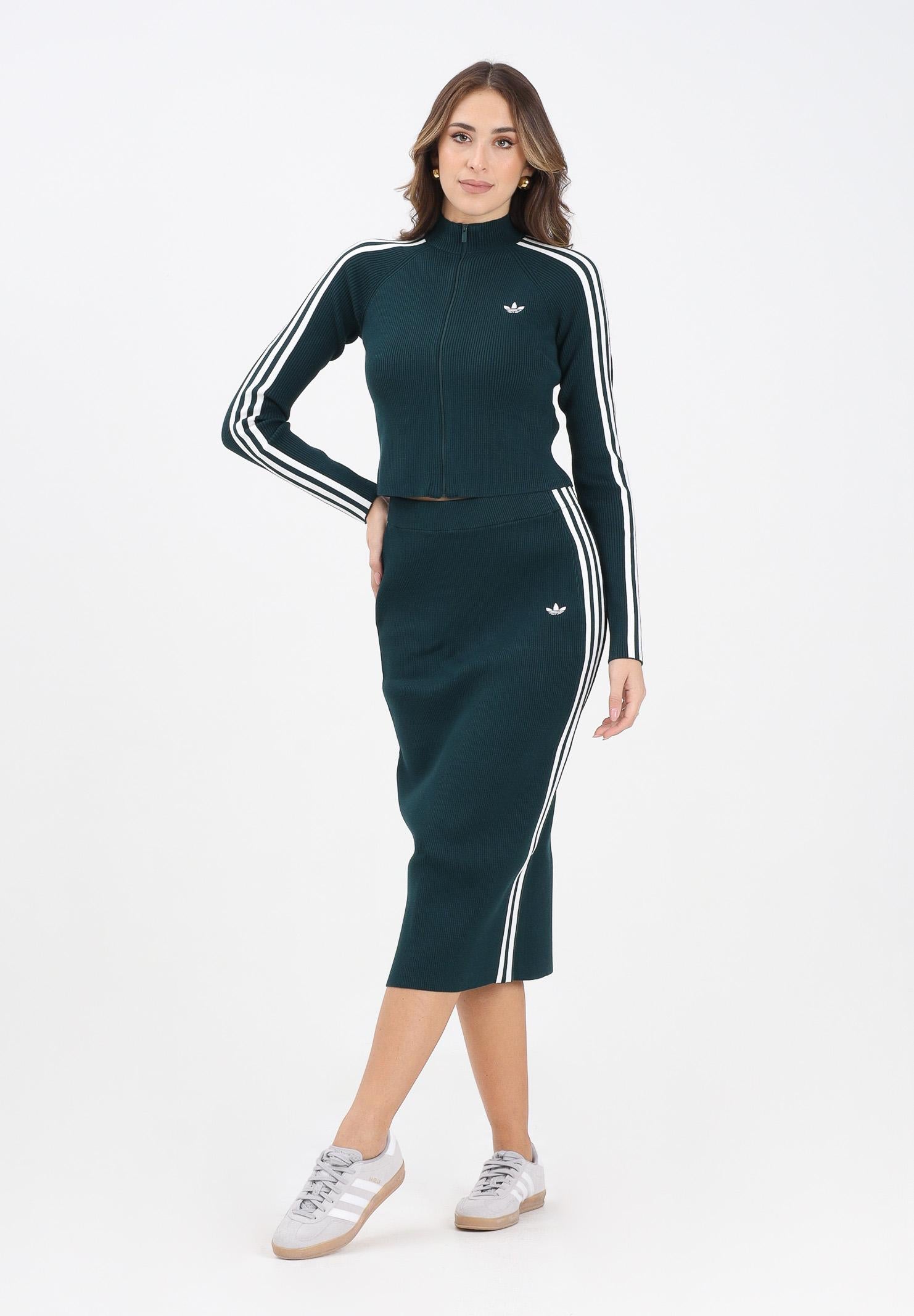 ADIDAS ORIGINALS Gonna midi Adicolor Knit 3-Stripes verde da donna JW2662 ADIDAS ORIGINALS