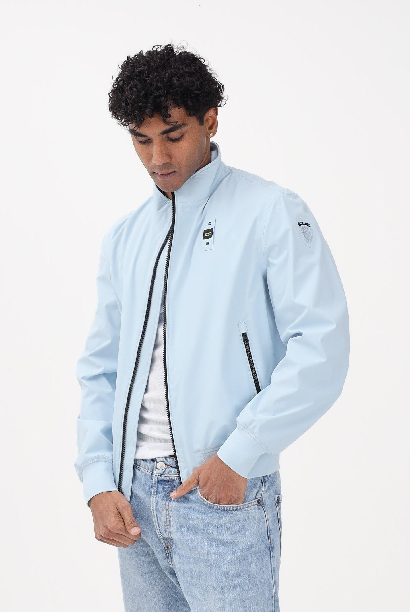 BLAUER Giacca a vento ANSON celeste da uomo 26SBLUC11231-006787 80E BLAUER