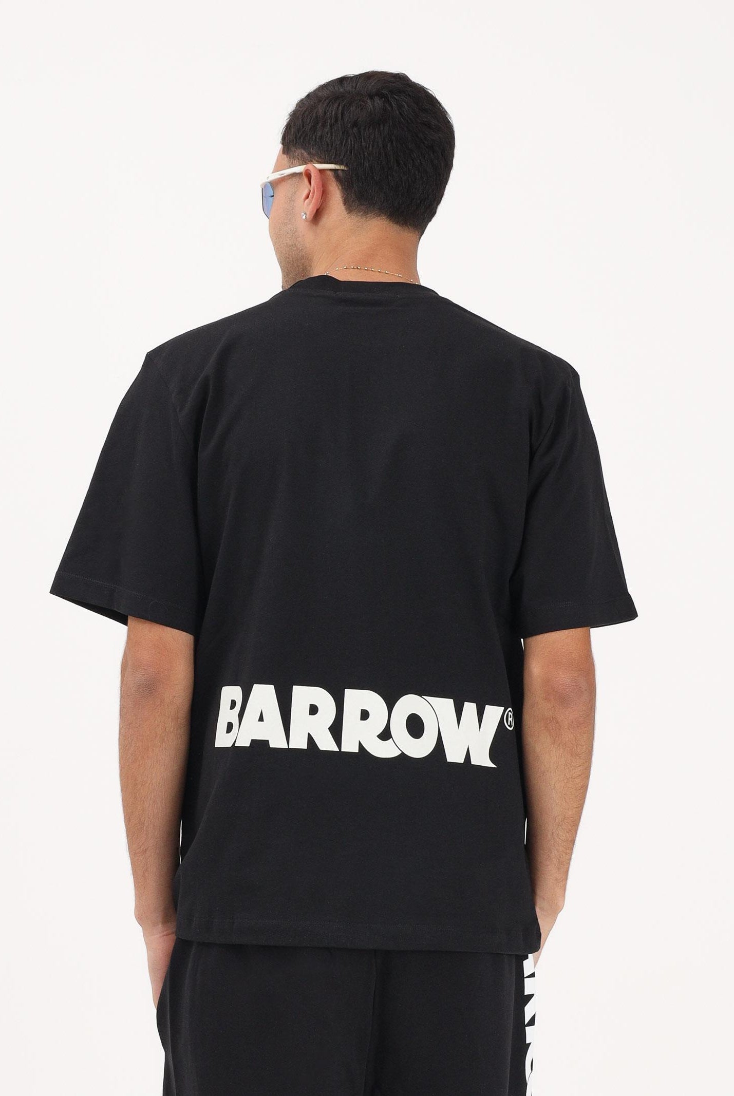 BARROW T-shirt a manica corta nera per uomo e donna con stampa sul retro S6BWUATH003 11006 BARROW