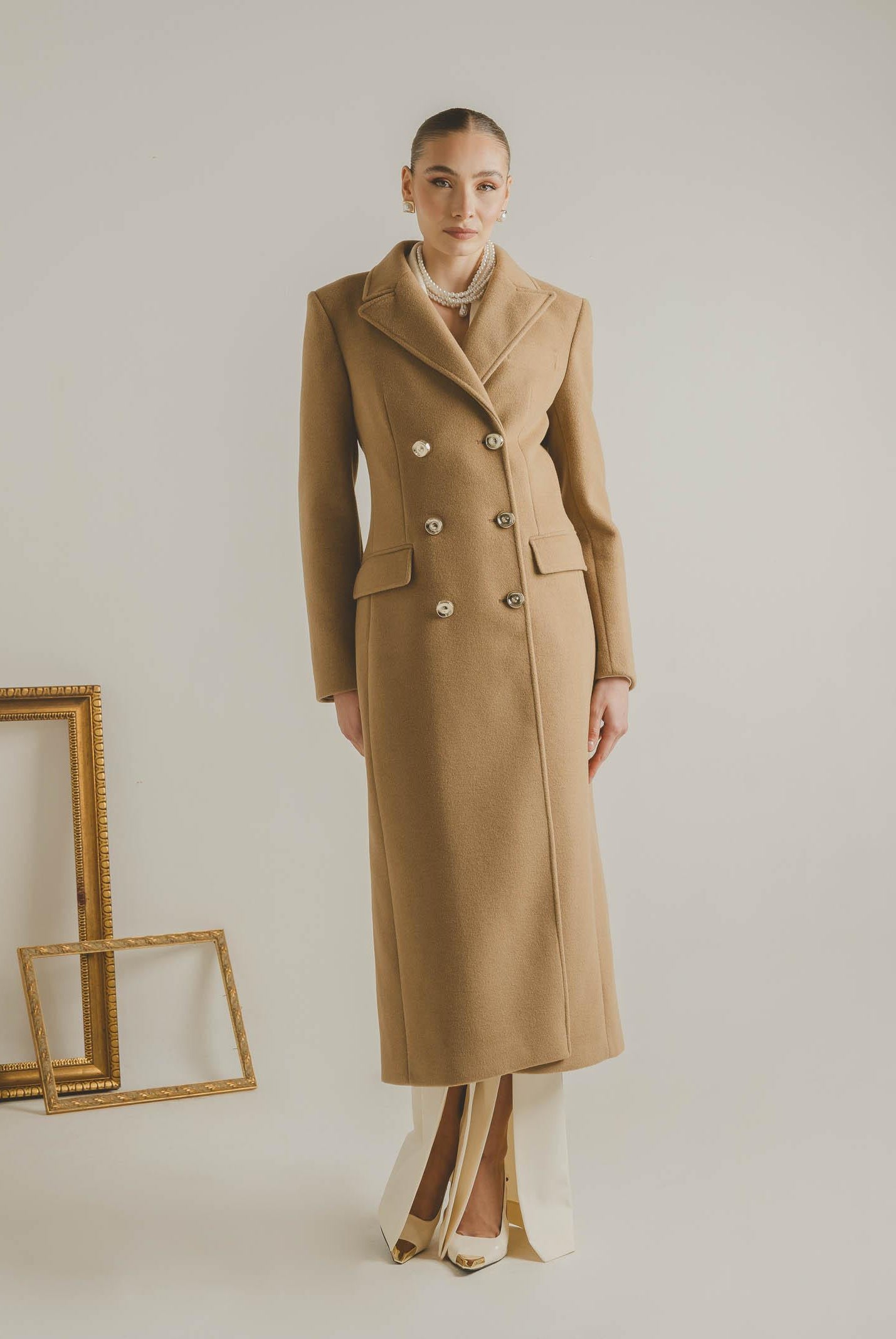 SANTAS Cappotto lungo ÉCLIPSE beige da donna PV2623 BE SANTAS