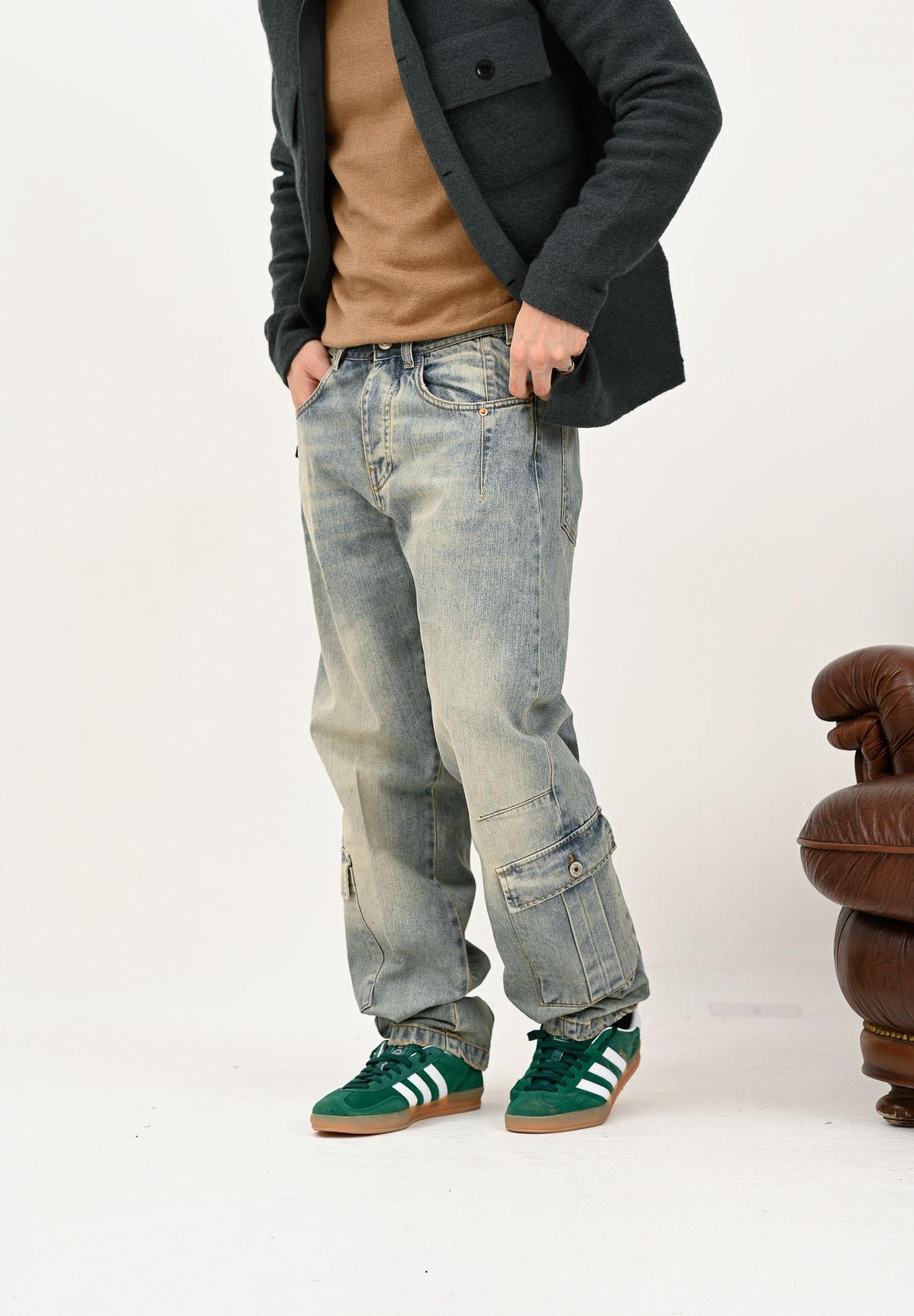 YES LONDON Jeans cargo in denim chiaro da uomo XJ3225 CA YES LONDON