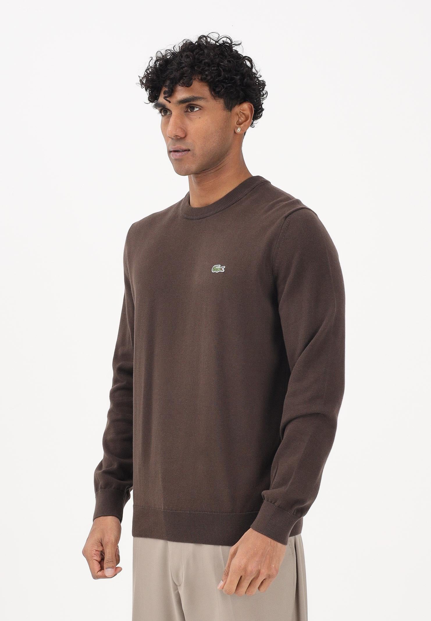 LACOSTE Maglioncino girocollo marrone da uomo AH1985 3LA LACOSTE