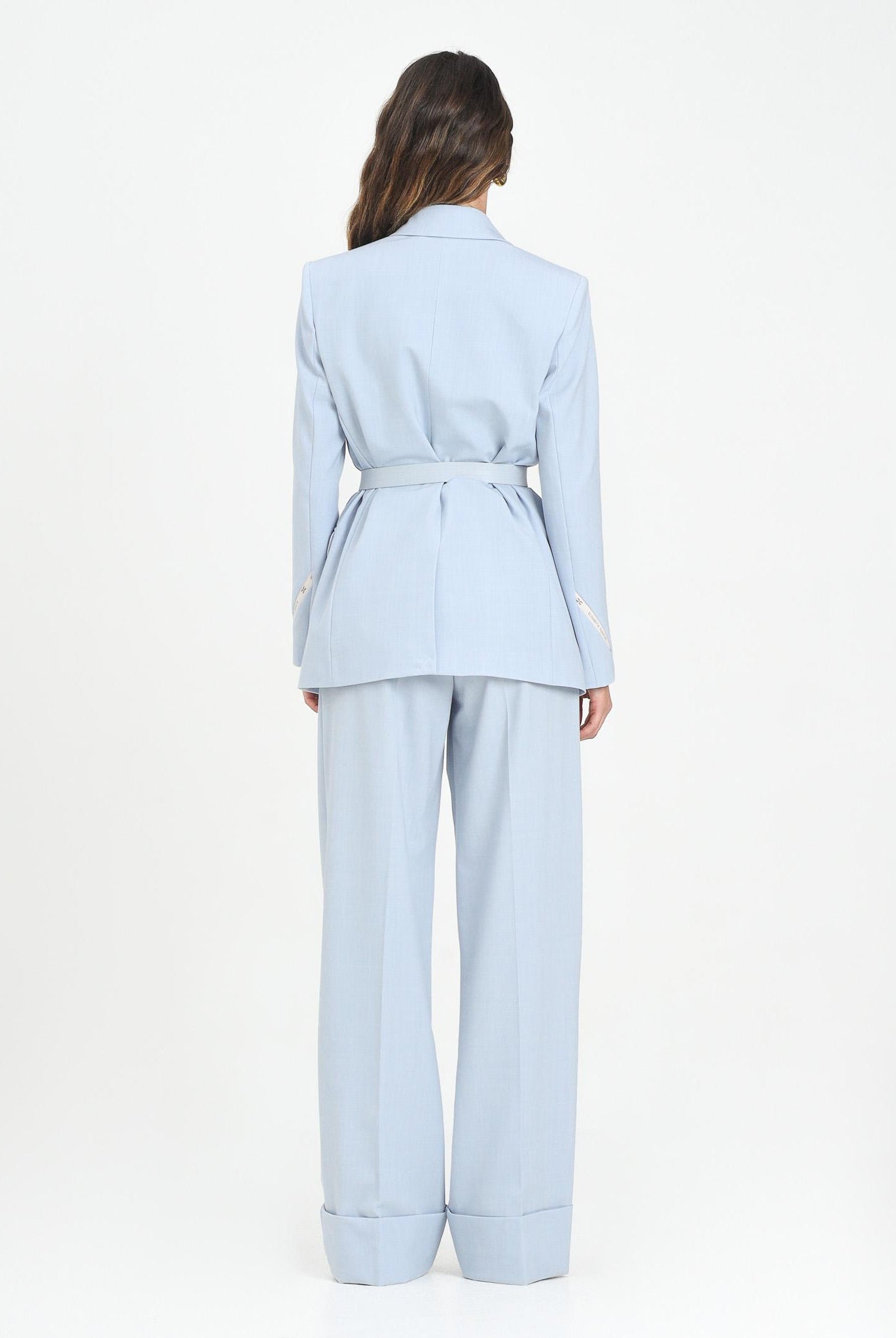 ELISABETTA FRANCHI Tailleur celeste da donna con cintura TP00257E2 EA7 ELISABETTA FRANCHI