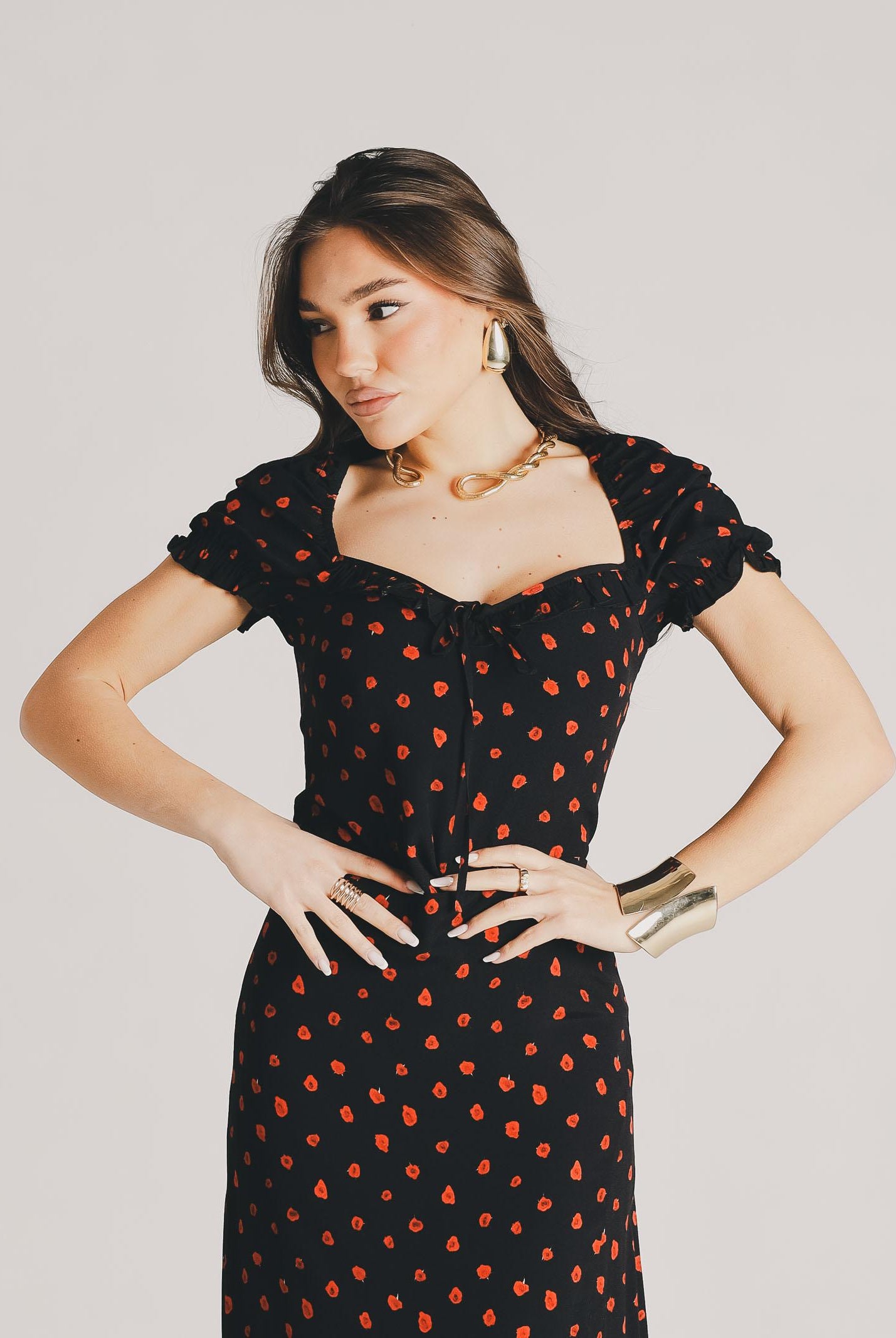 MAR DE MARGARITAS Top Letizia nero da donna con micro stampa floreale MMABW01554 NE134 Mar de margaritas