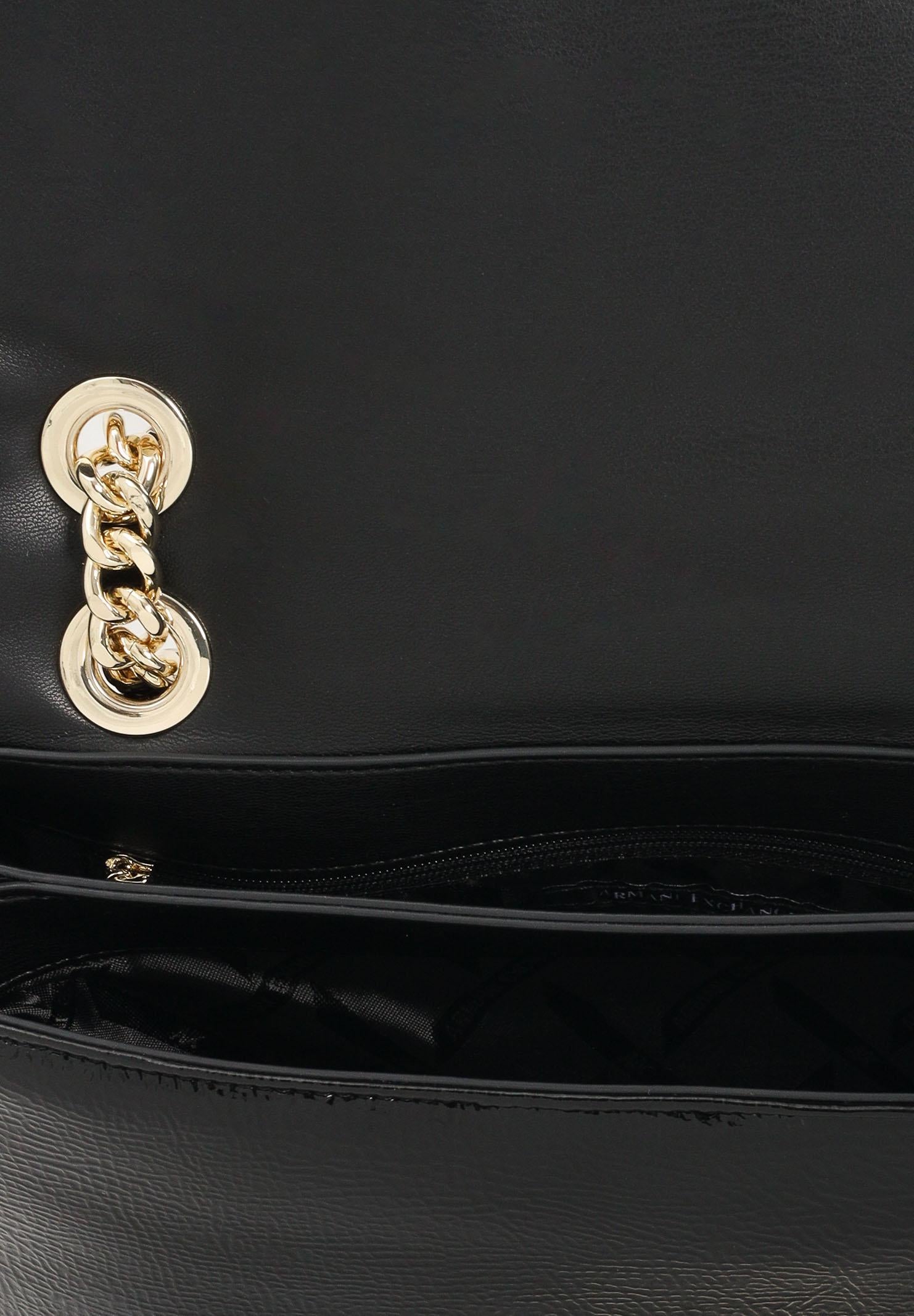 ARMANI EXCHANGE Borsa a tracolla in vernice nera da donna XW000355AF17239 UC001 ARMANI EXCHANGE