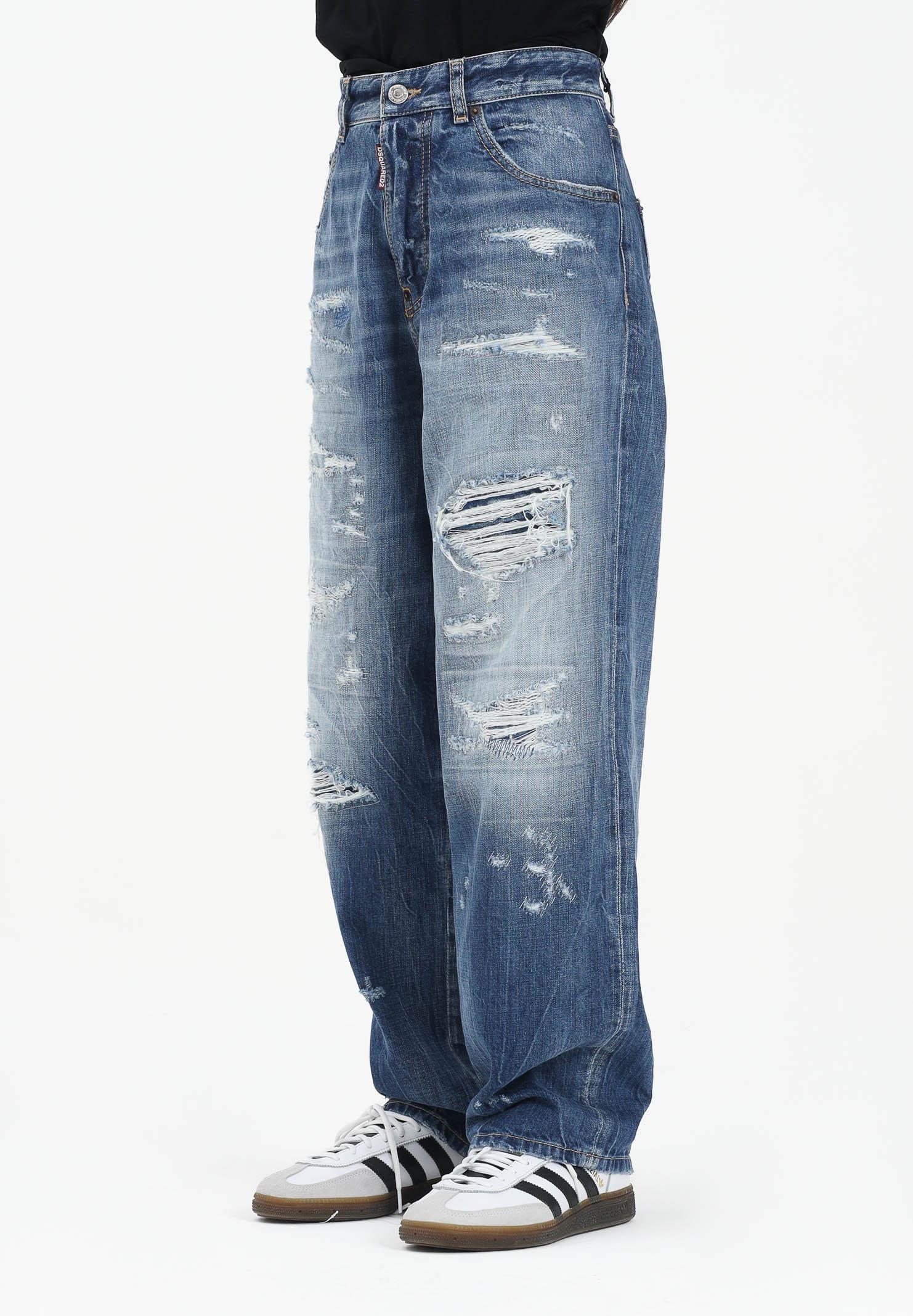 DSQUARED2 Jeans in denim chiaro per donna, ragazzi e bambini con dettagli destroyed DQ3082D0AEN DQ01 DSQUARED2