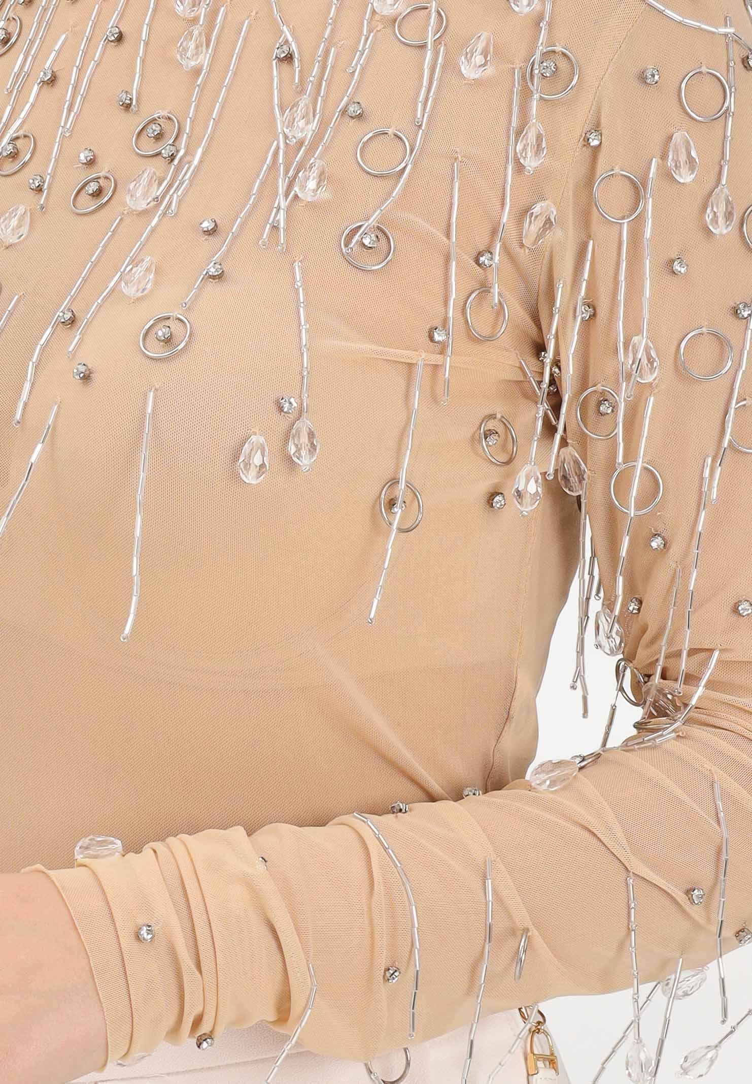 PATRIZIA PEPE Body nude da donna con dettagli gioiello 2M4513J354 B860 PATRIZIA PEPE