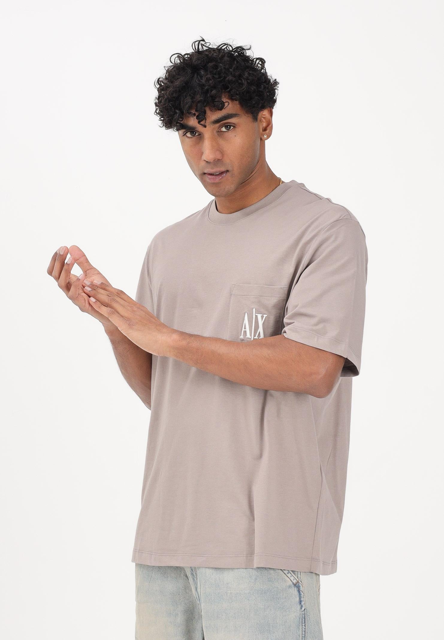 ARMANI EXCHANGE T-shirt a manica corta beige da uomo con taschino e logo XM000366AF12308 U6107 ARMANI EXCHANGE