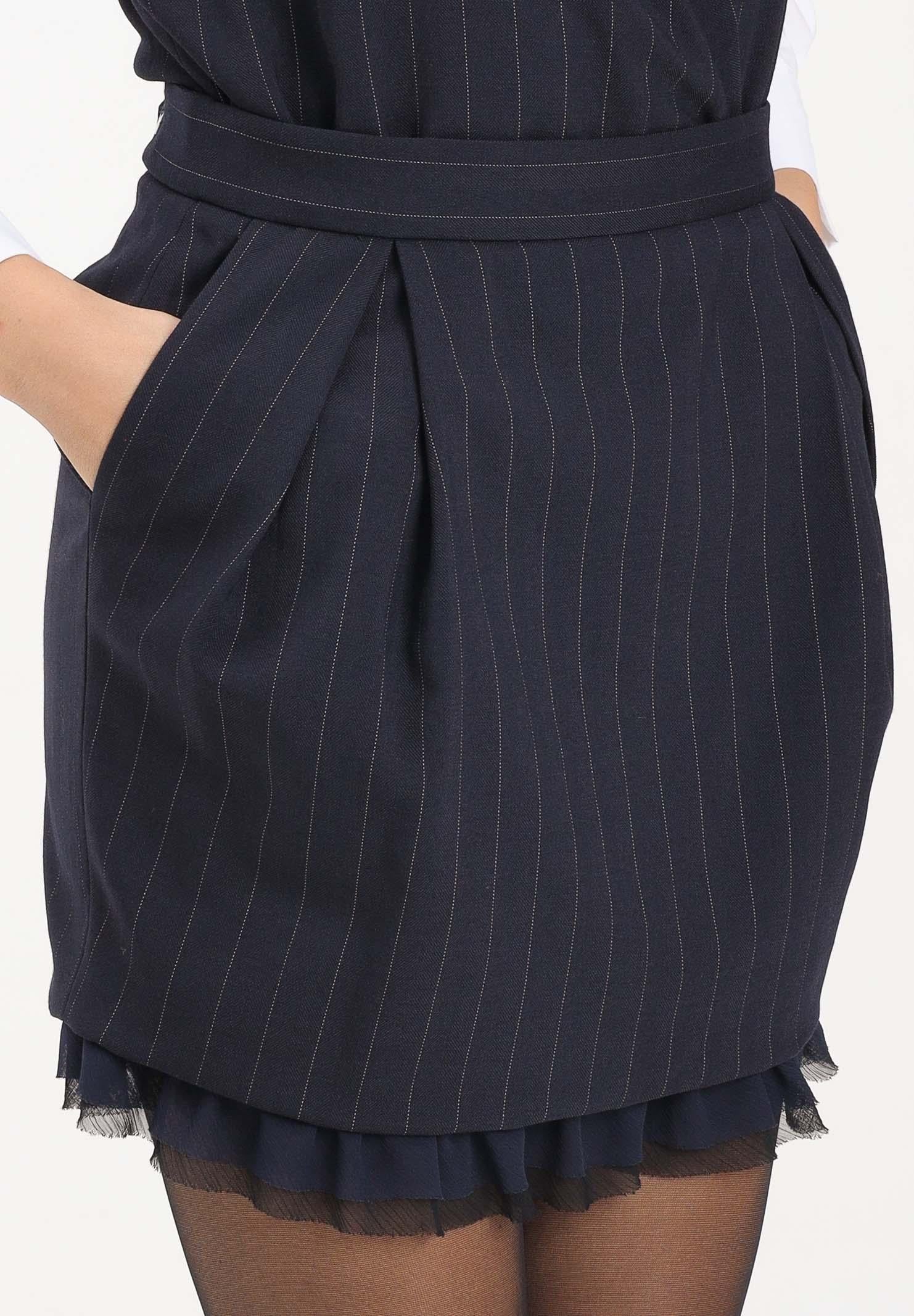 PINKO Abito smanicato blu da donna con motivo gessato 105829A2QY EZ1 PINKO