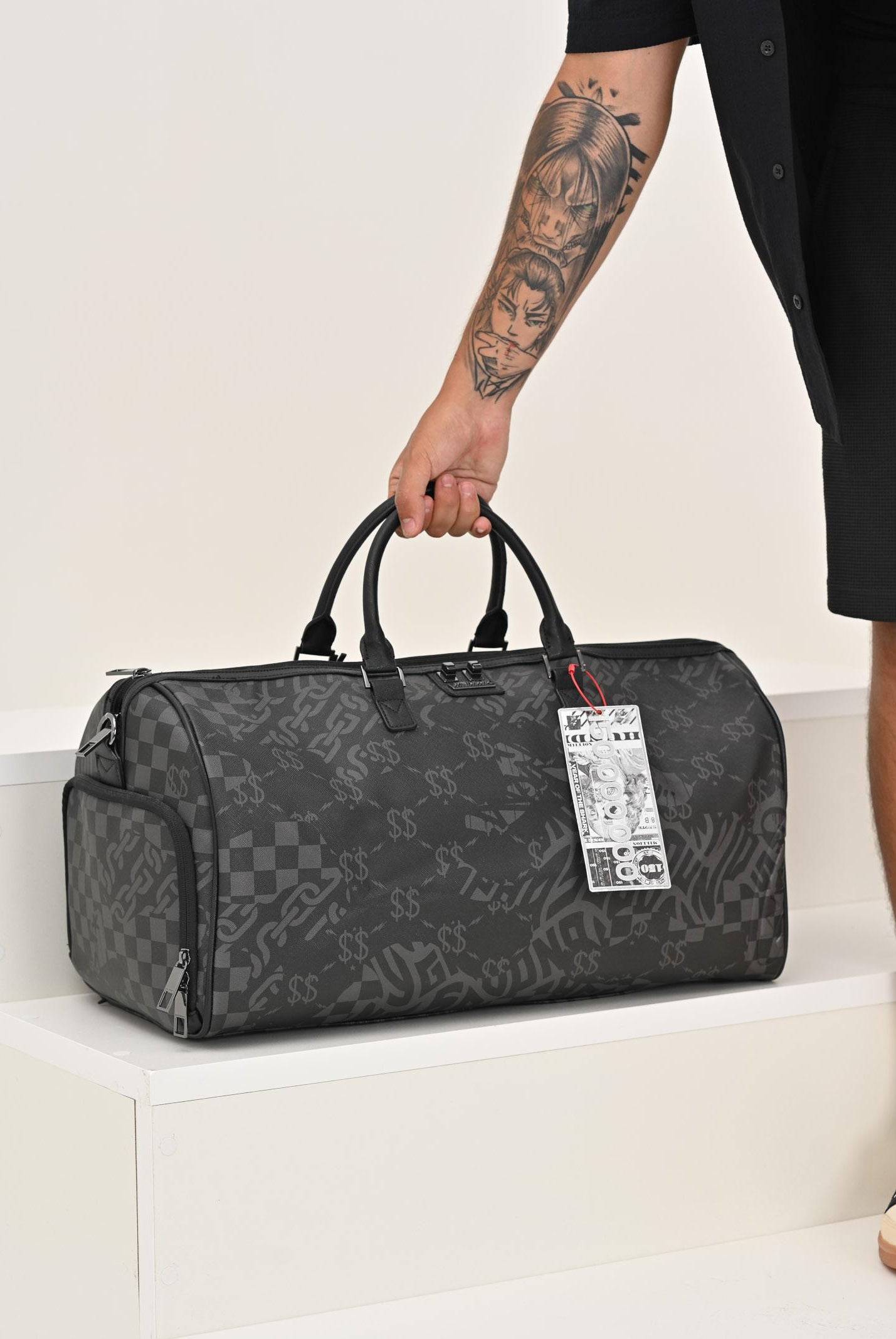 SPRAYGROUND Borsone 3AM CHECK DUFFLE nera per uomo e donna 910D7499NSZ SPRAYGROUND